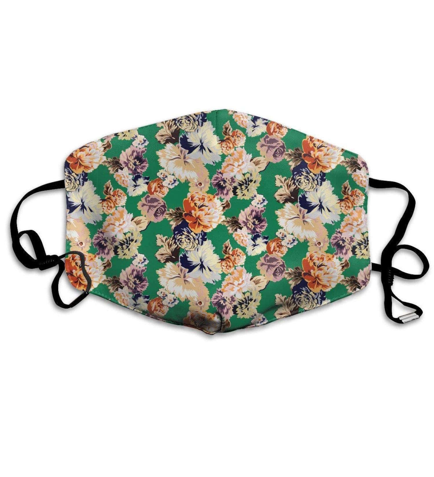 Exotic Beautiful Flowers Of Retro-Color Washable Reusable Mask Cotton Anti Dust Half Face Mouth Mask For Kids Teens Men Women With Adjustable Ear Loops - Buy Online on GoSupps.com