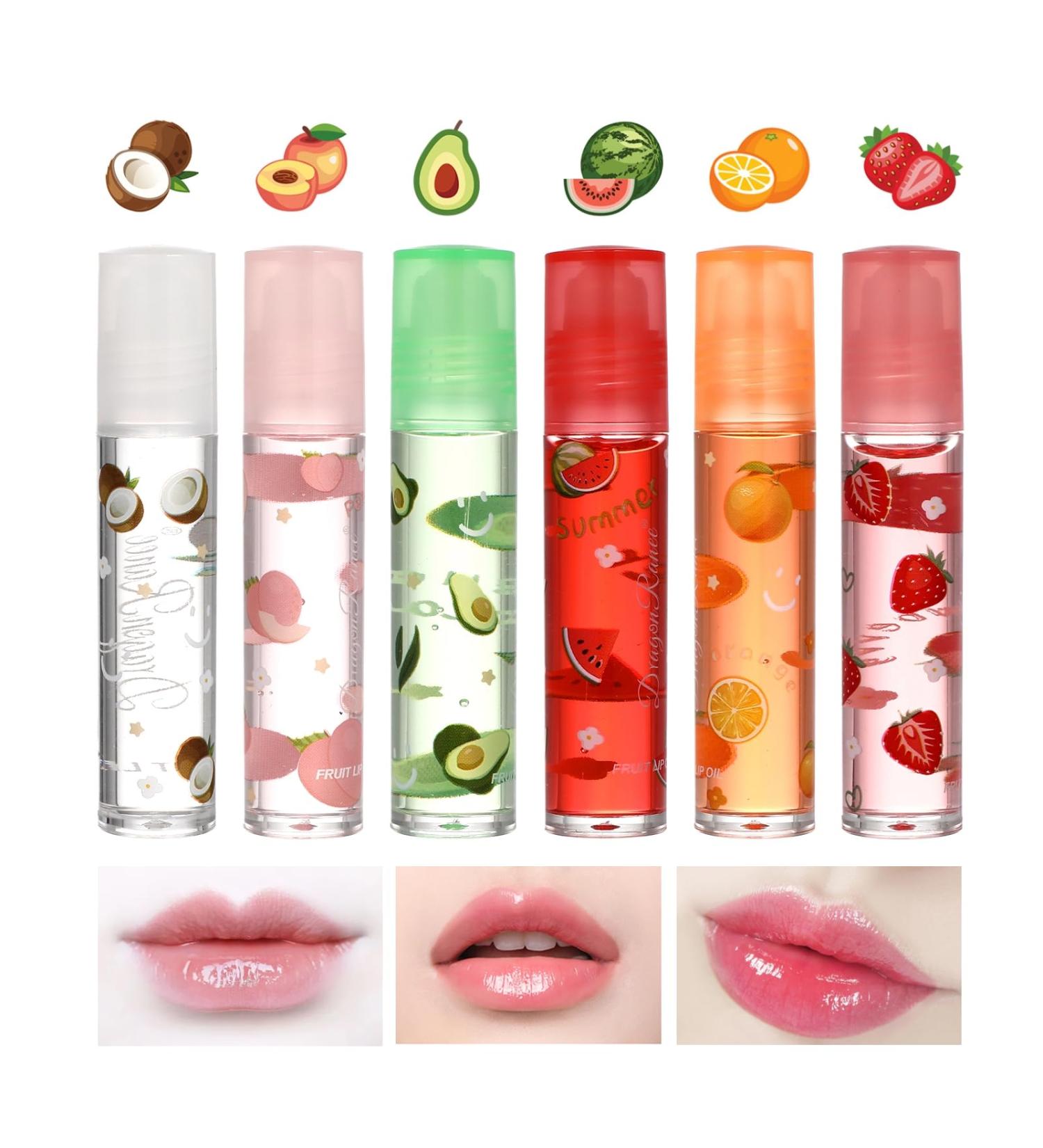 Minkissy 6pcs Lip Gloss Set Fruit Flavored Moisturizing Lipsticks Transparent Lip Plumper Lip Enhancer Keep Your Lips Moisturized and Plumper - Buy Online on GoSupps.com