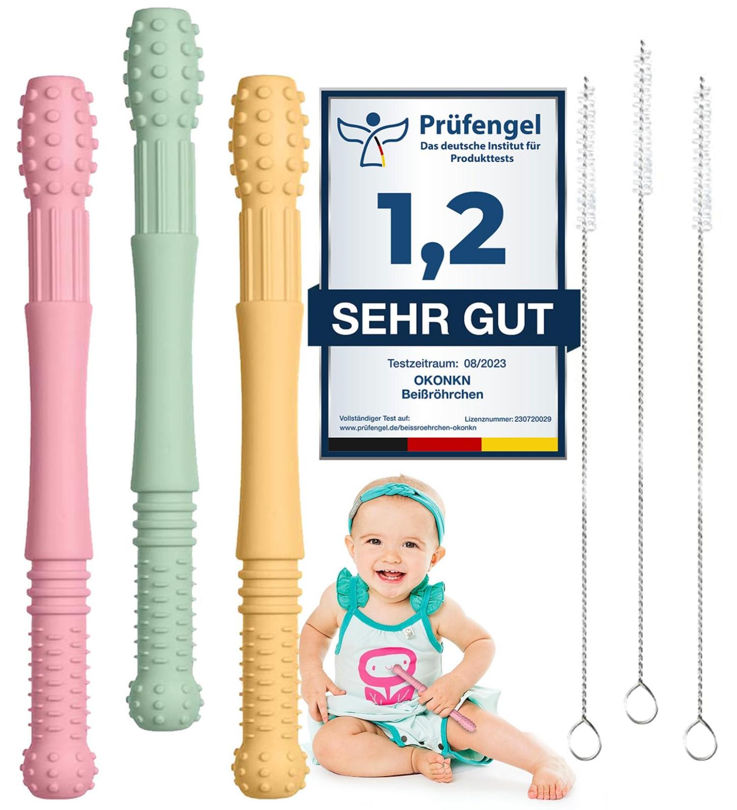 Buy BPA-Free Silicone Teething Tubes | 3-Piece Teething Aid & Ring Set | US-CPC Approved Grasping Toy for Babies - Buy Online on GoSupps.com