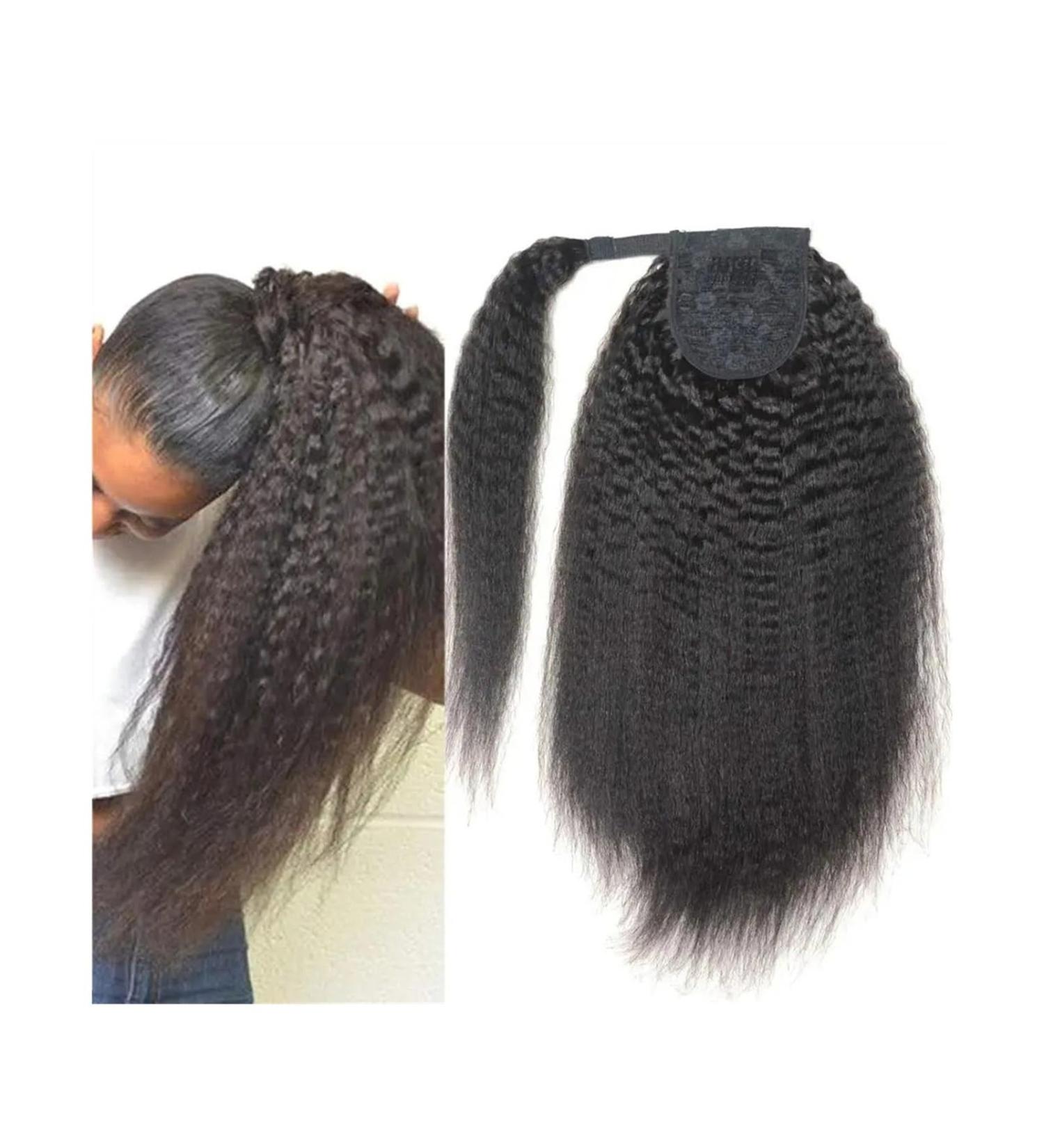 Ponytail Extensions Human Hair Ponytail Kinky Straight Wrap Around Ponytail Extensions Brazilian Remy Hair Yaki Pony Tail Hairpiece Clip In Ponytail Extensions for Women (Size : 22inches 100g) - Buy Online on GoSupps.com