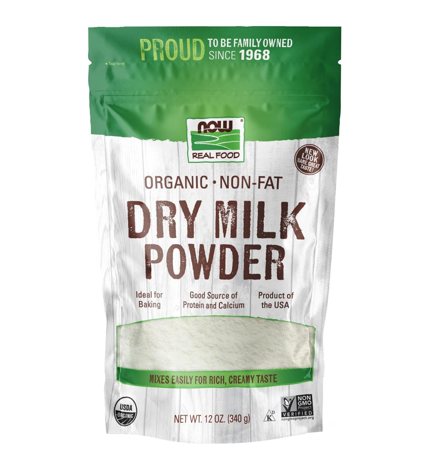 Now Foods Organic Non-Fat Dry Milk Powder - 12 Ounce (Pack of 1) | Protein & Calcium | Made in USA - Buy Online on GoSupps.com