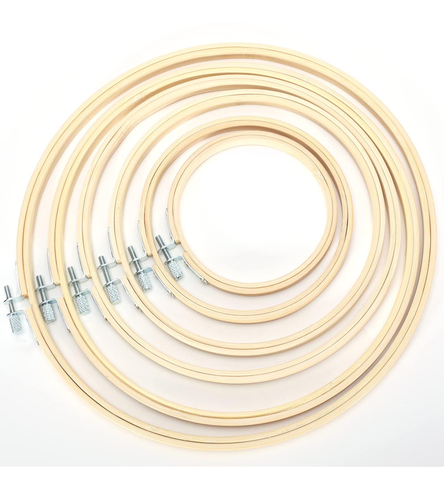 Pllieay Bamboo Embroidery Hoops Set - 6 Pieces, 4-10 Inch Sizes for Cross Stitch and Sewing Crafts - Buy Online on GoSupps.com