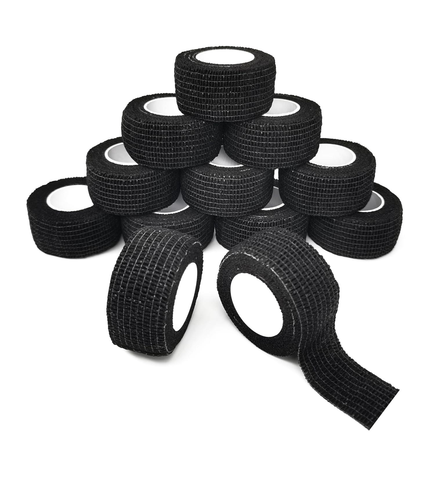 12 Roll Self-Adhesive Finger Plaster Bandage 2.5cm x 4.5m - Elastic Adhesive Tape for Dogs Horses & Animals (Black) - Buy Online on GoSupps.com