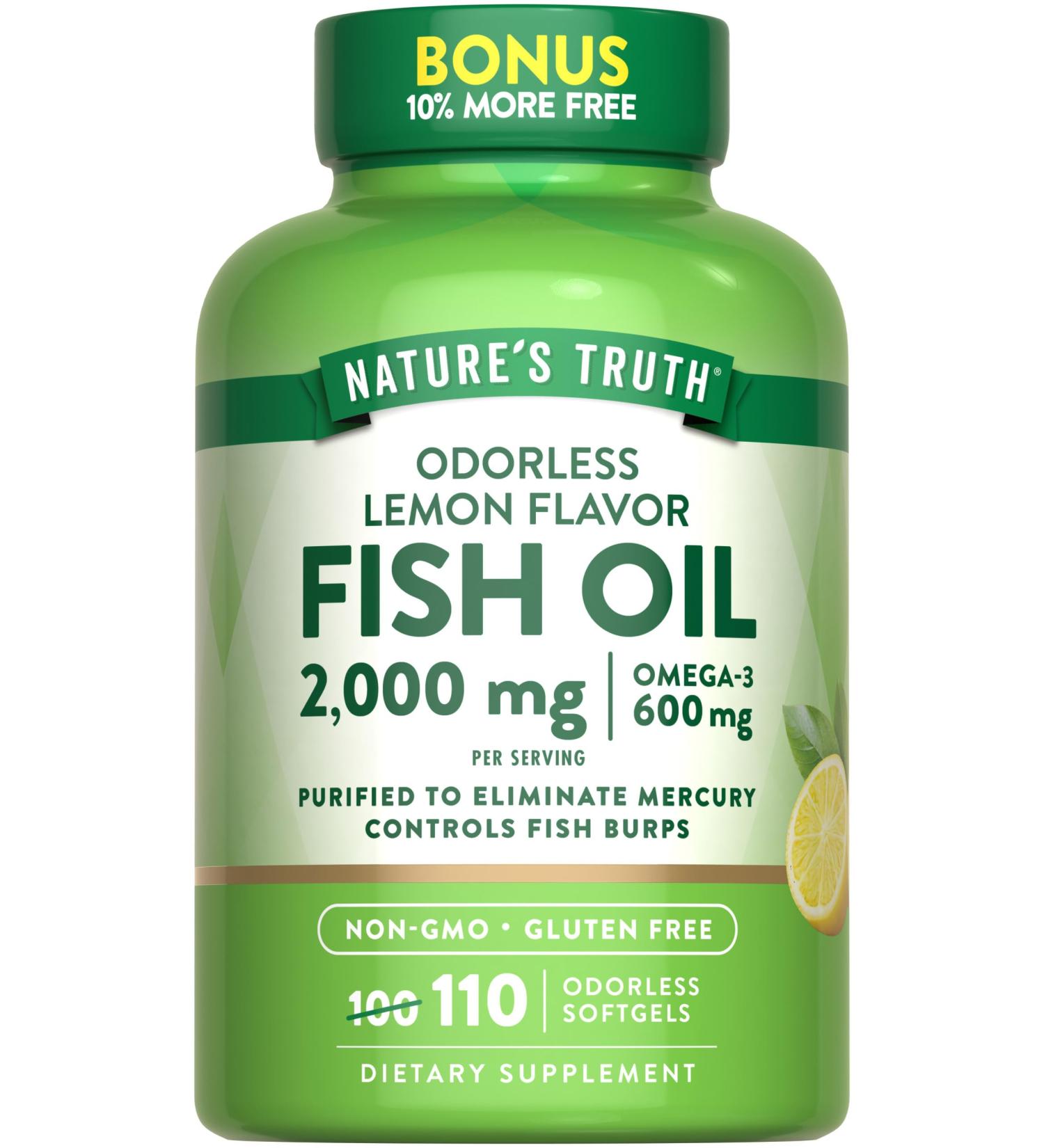 Nature's Truth Fish Oil 2000mg | 110 Softgels | Omega-3 | Lemon Flavor | Non-GMO & Gluten Free Supplement - Buy Online on GoSupps.com