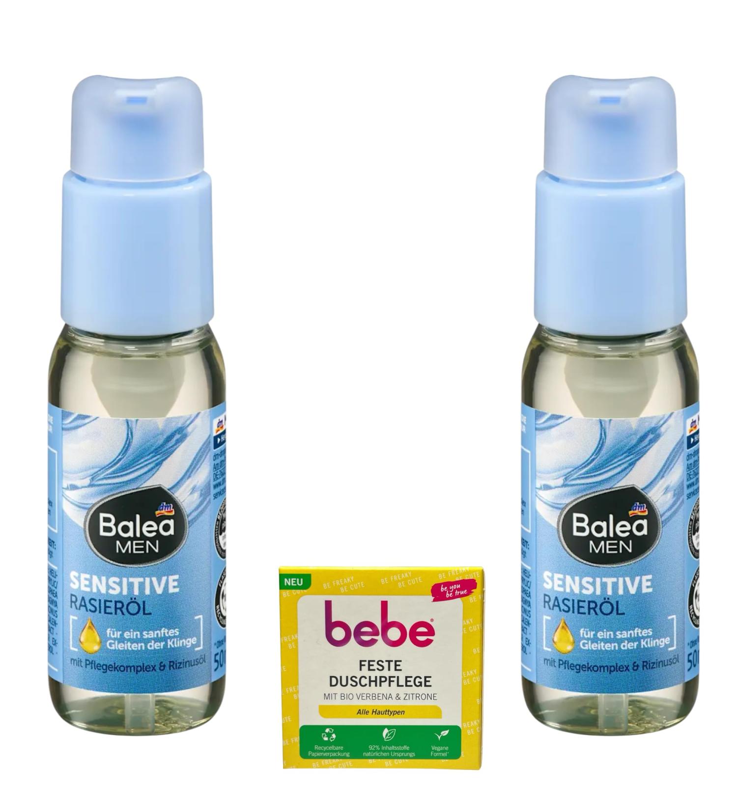 2x Balea MEN Sensitive shaving oil + 1x Bebe solid shower care 2x 50ml