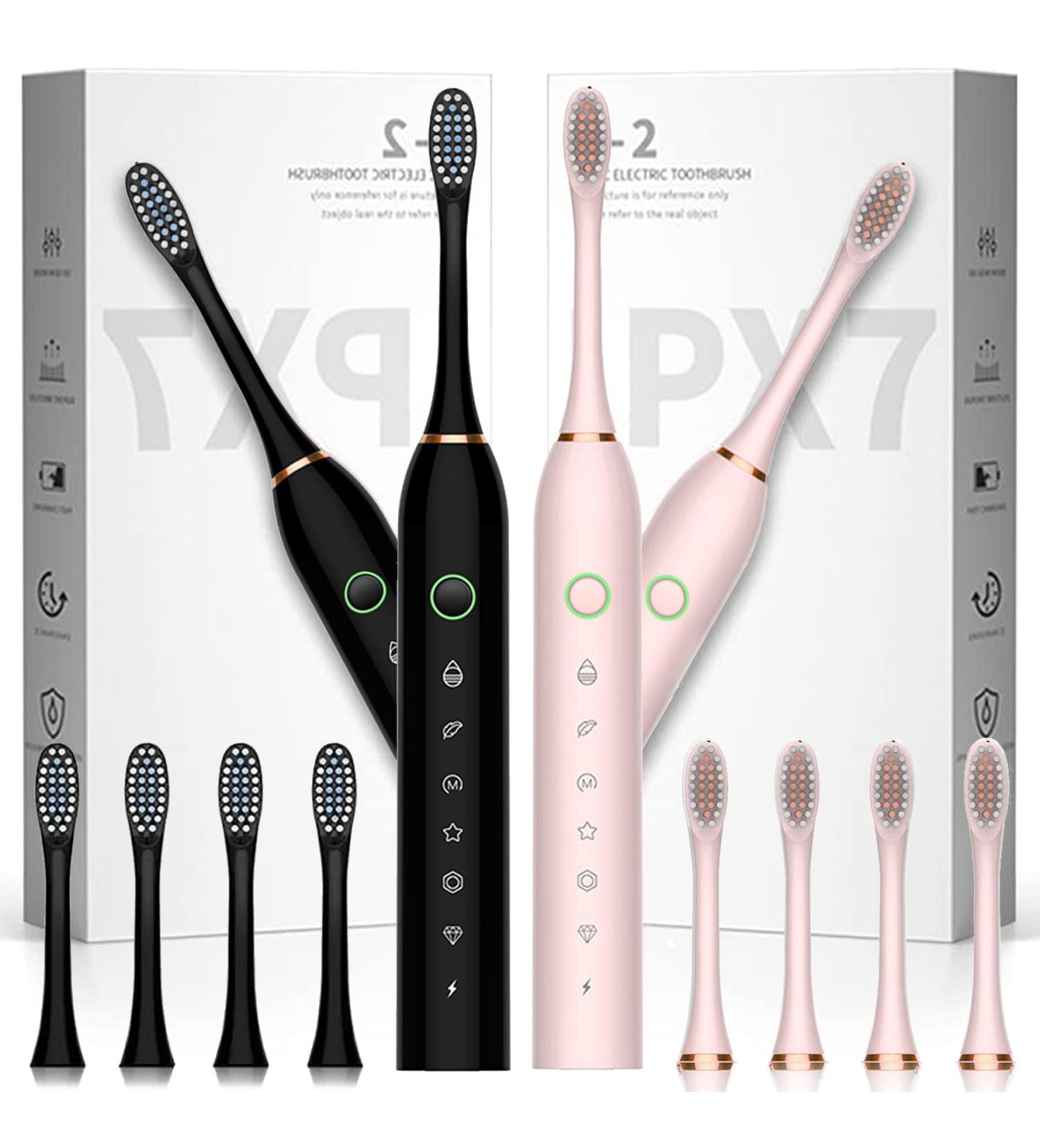 Buy Electric Toothbrush for Adults - 6 Modes 42000 VPM 8 Brush Heads Sonic Black & Pink | International Shipping Available - Buy Online on GoSupps.com
