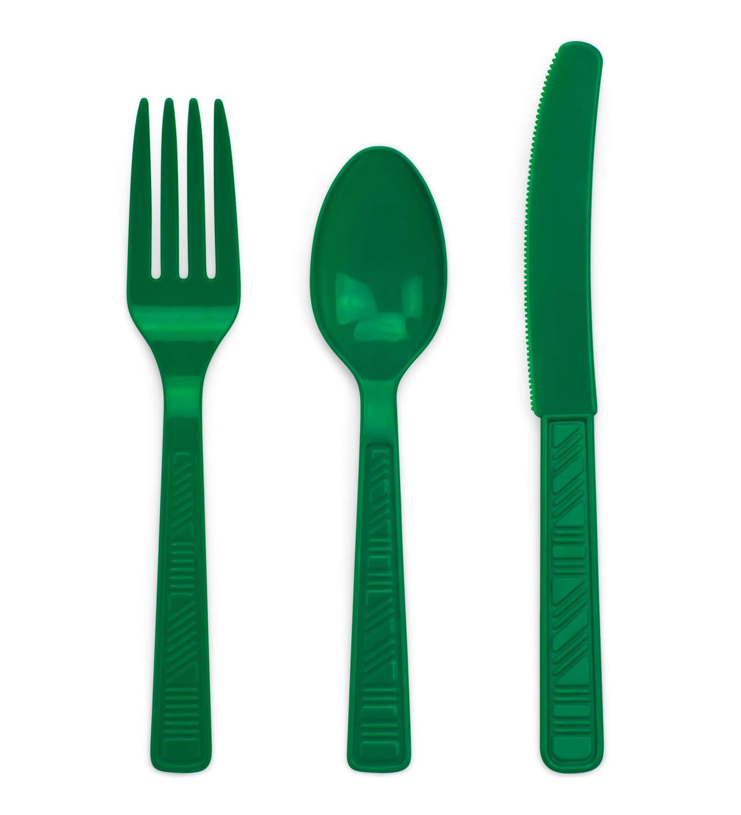 DecorRack 96 Piece Green Disposable Plastic Cutlery Set - BPA Free Heavy Duty Silverware for Birthdays, Events, Parties - Bulk Plastic Utensils (Set of 96) - Buy Online on GoSupps.com