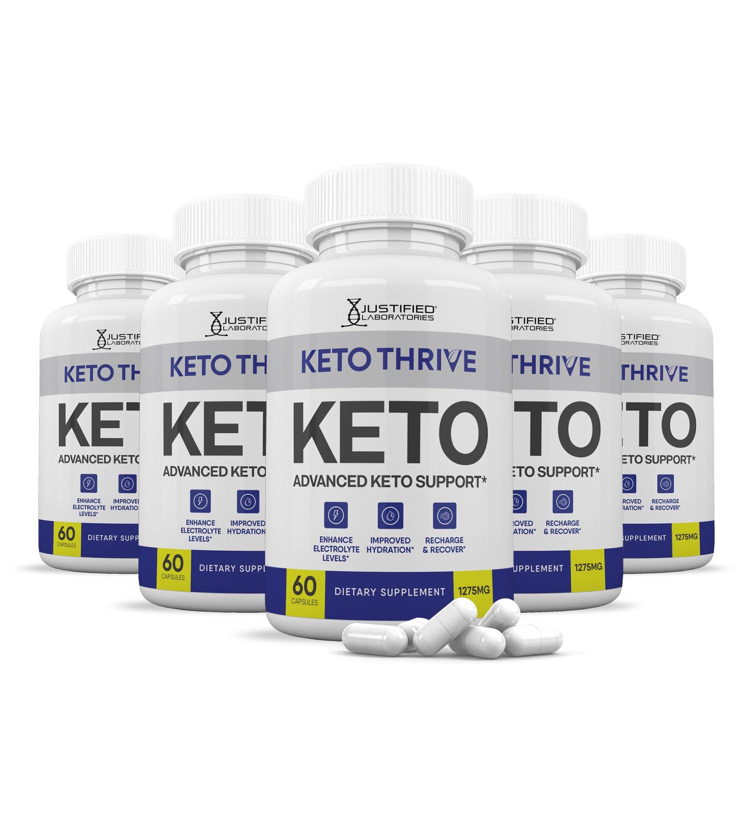 (5 Pack) Keto Thrive Keto ACV Pills 1275MG Keto Support Blend Capsule Alternative to Keto ACV Gummies Formulated with Apple Cider Vinegar Extra Virgin Olive Oil Powder Green Tea Leaf 300 Capsules - Buy Online on GoSupps.com