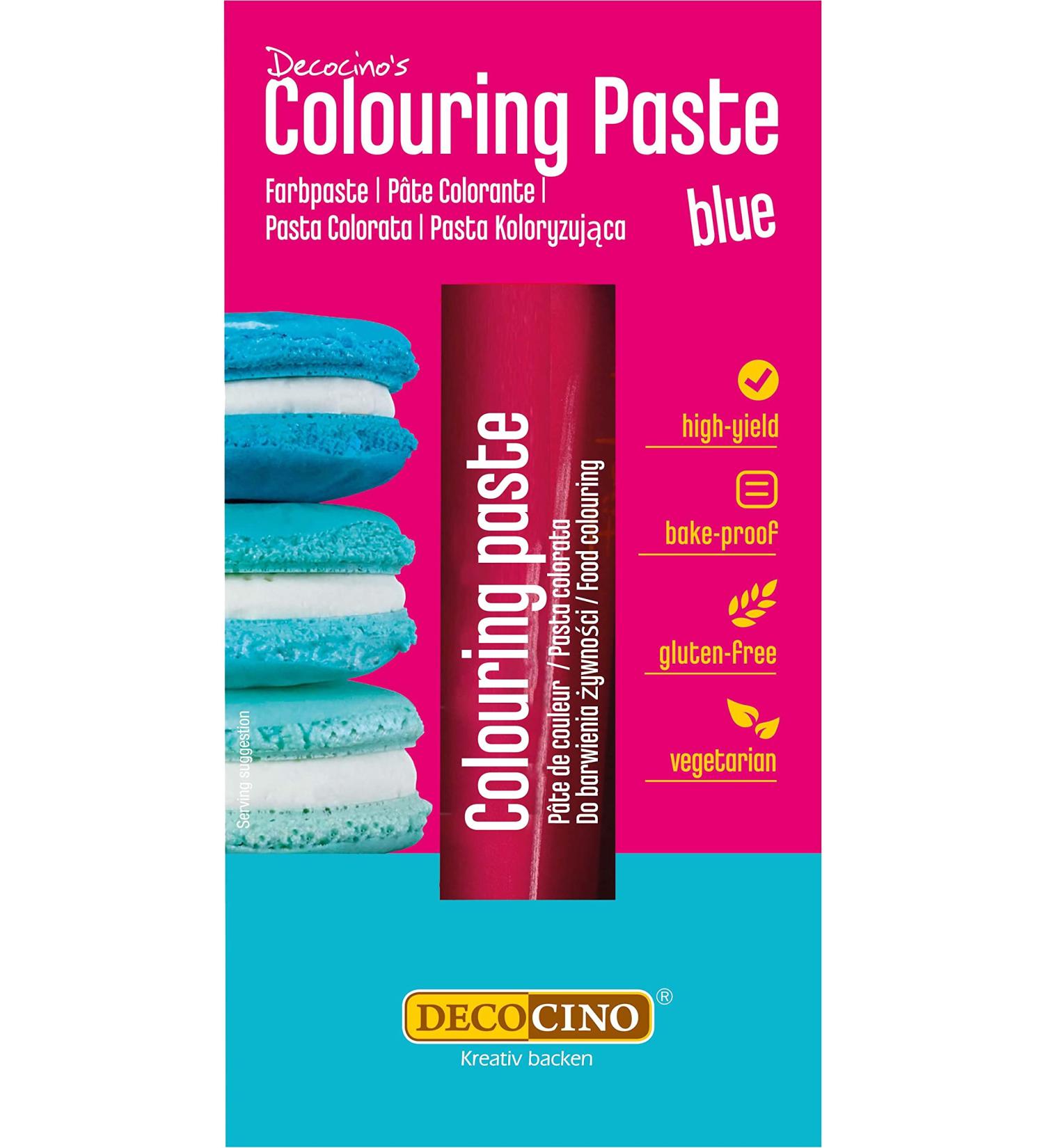 DECOCINO Color Paste Blue - 25 g - Food colouring ideal for colouring cakes fondant and creams - AZO-free gluten-free and vegan - Buy Online on GoSupps.com