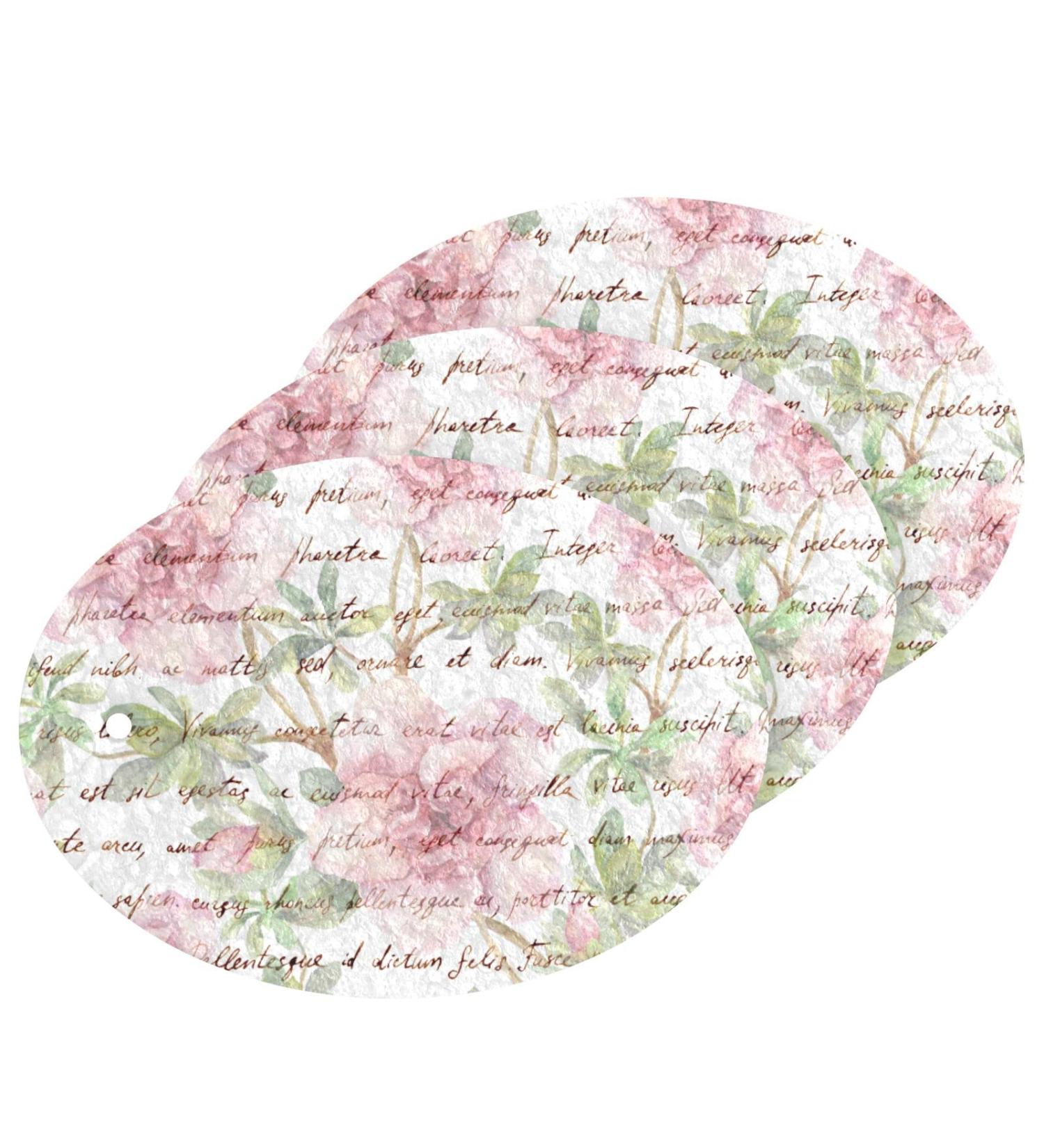 3-Pack Cleaning Kitchen Sponges Oval Retro Vintage Pink Flower Words Kitchen Cellulose Dishwashing Wood Pulp Cotton - Buy Online on GoSupps.com