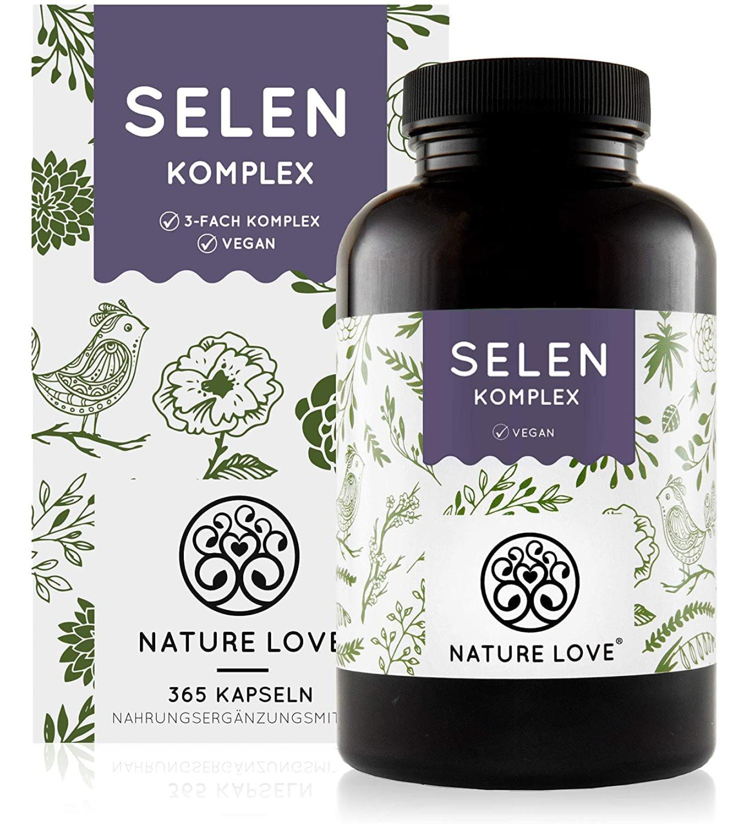 Nature Love Selenium Complex Vegan - 200 g Selenium per Capsule | High-Dose - 365 Capsules - Sodium Selenite L-Selenomethionine & Selenium Yeast - Quality Tested in Germany - Buy Online on GoSupps.com