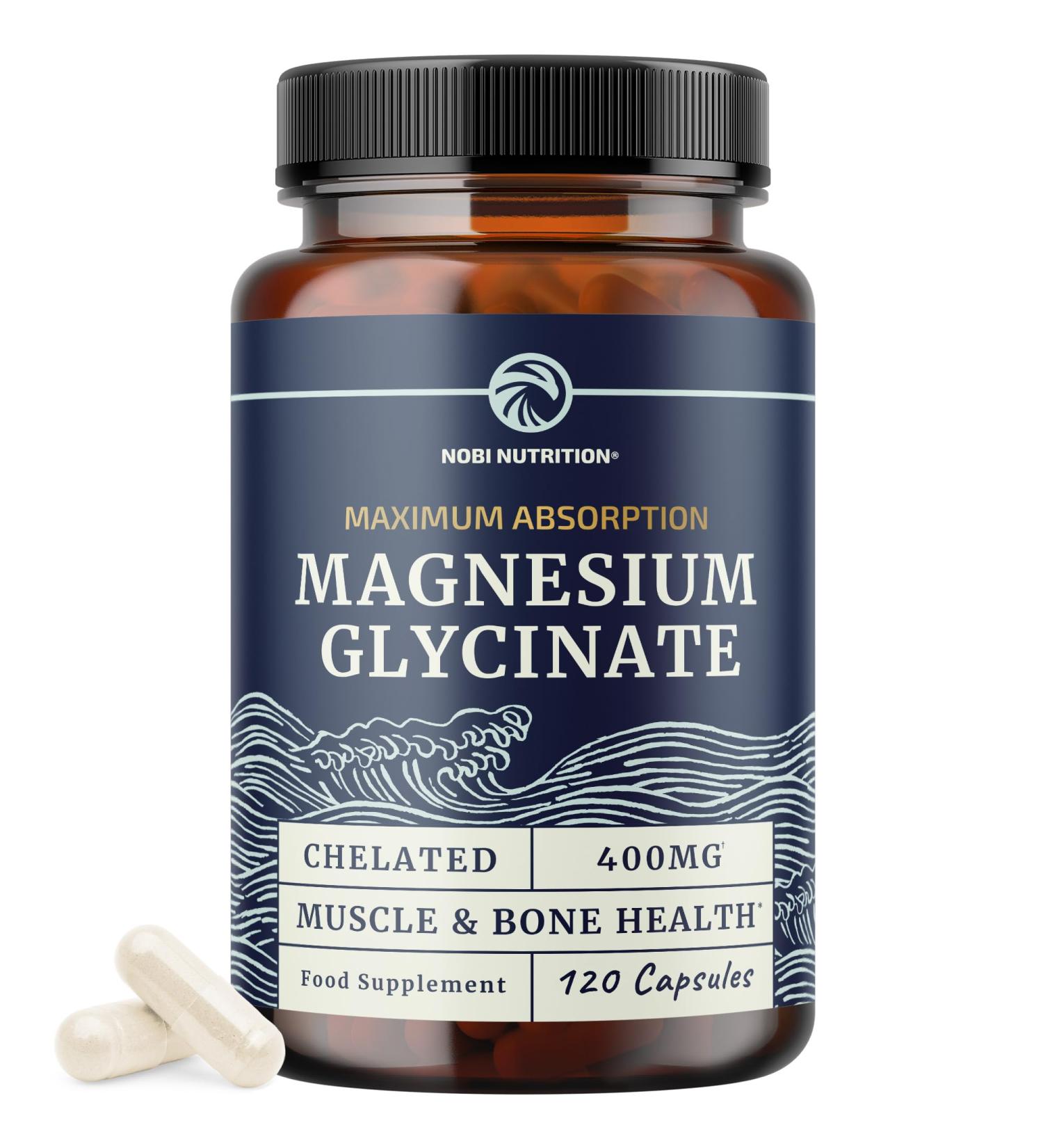 Magnesium Glycinate 400mg | Chelated Bisglycinate for Muscle Relaxation Bones Heart Nerve Sleep & Calm Support for Women & Men | High Absorption Magnesium Chelate Supplement | 120 Capsules - Buy Online on GoSupps.com