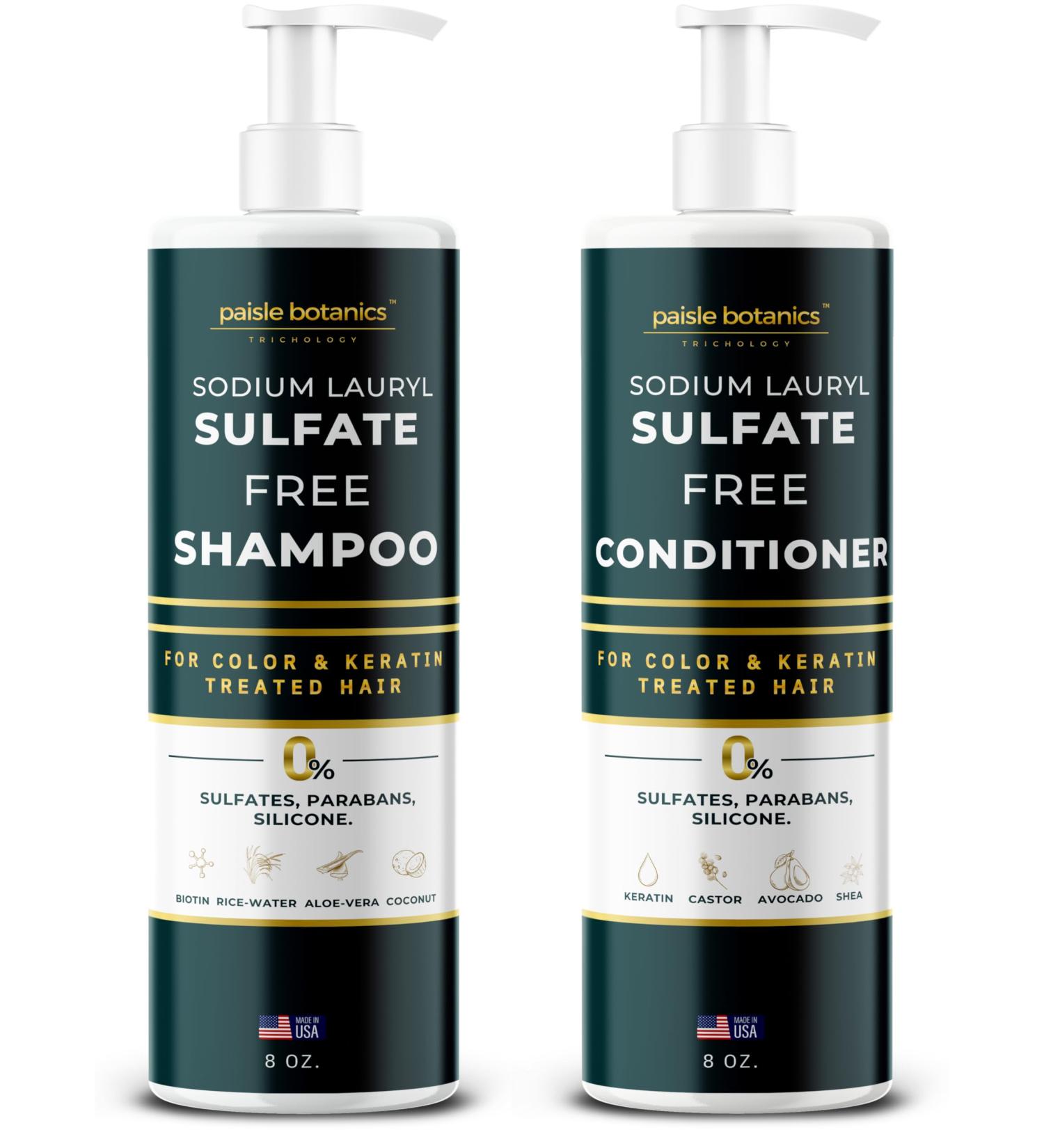 Sodium Lauryl Sulfate Free Shampoo & Conditioner Set - All Natural Paraben & Sulfate Free for Color Treated Hair - Ideal for Men & Women - International Shipping Available - Buy Online on GoSupps.com