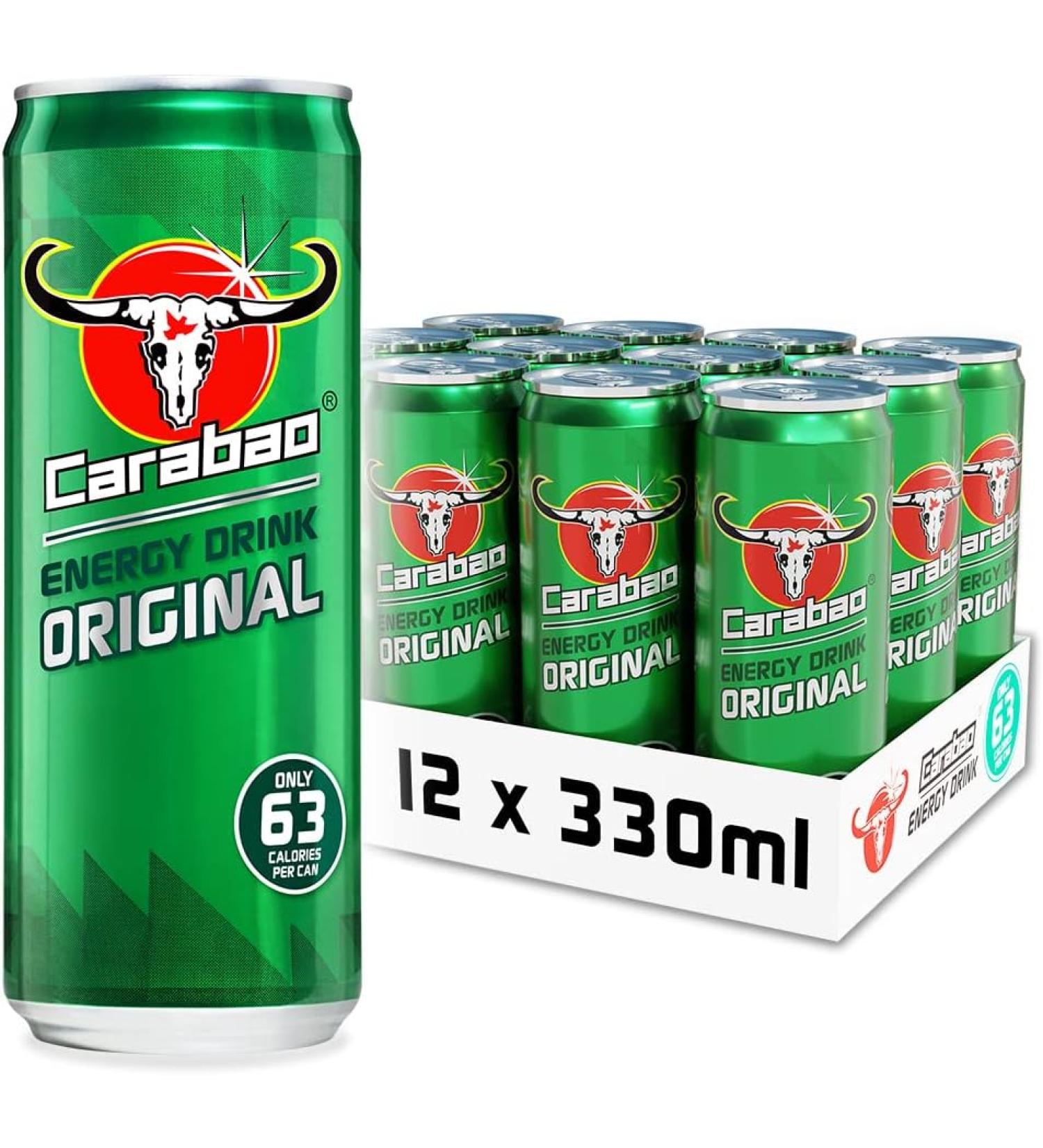 Carabao Energy Drink - Original - Pack of 12 - 330ml - Buy Online on GoSupps.com