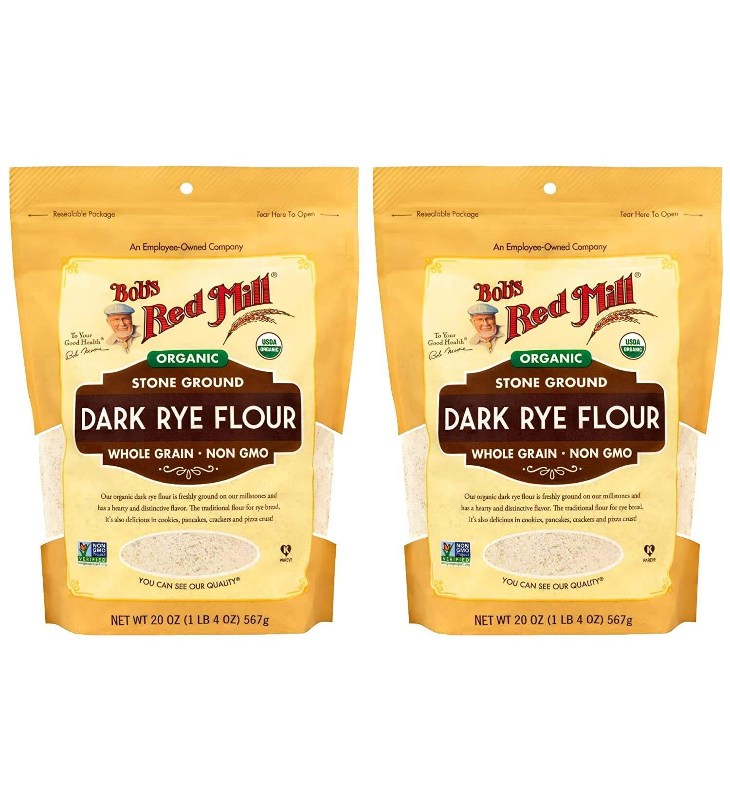 Bob's Red Mill Organic Dark Rye Flour - 2 Pack, 20 oz Resealable Bags - Buy Online on GoSupps.com