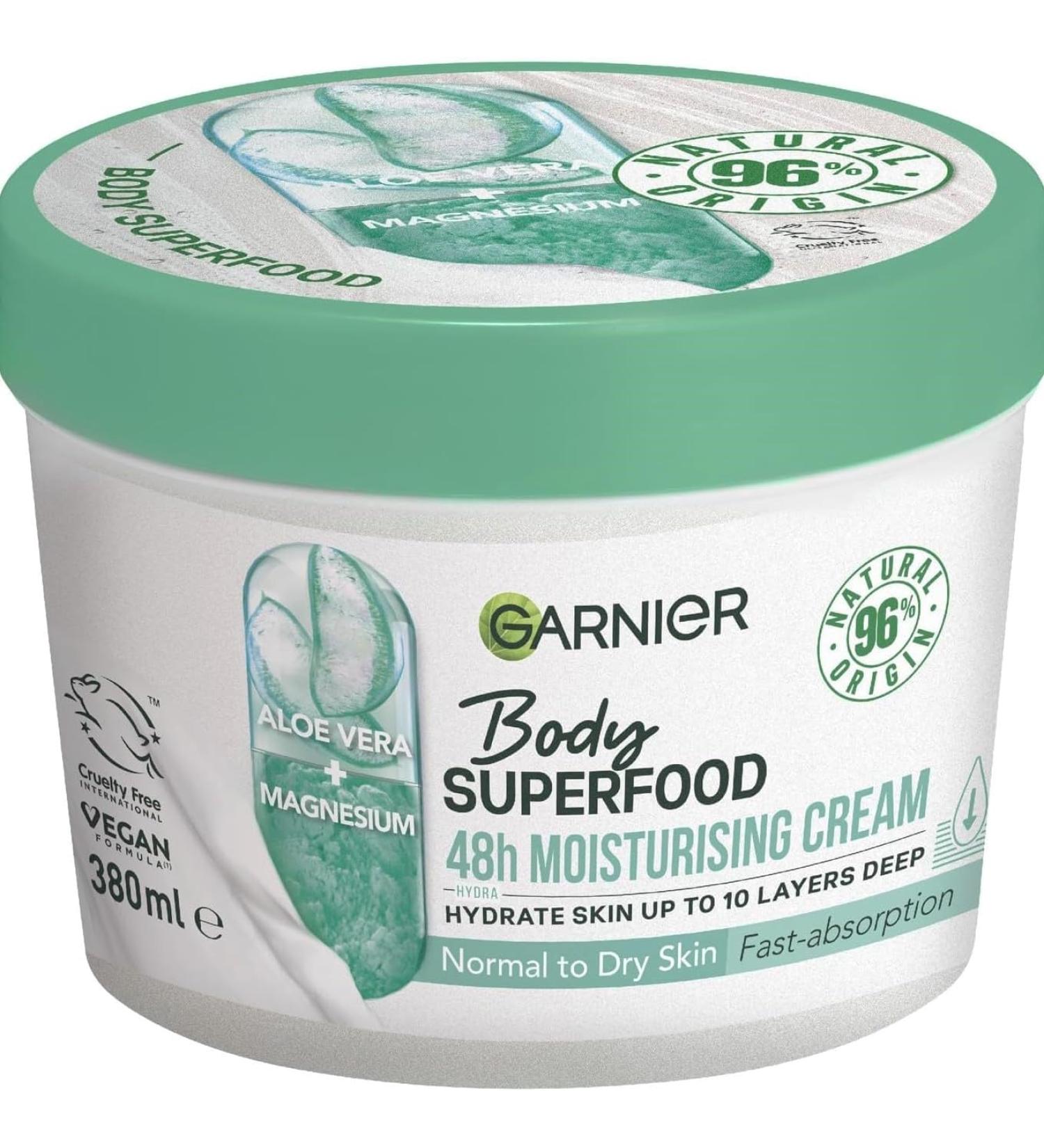 Garnier Body Superfood Body cream Aloe With Soothing Effect And Quick Absorption 12.8 Fl.Oz - Buy Online on GoSupps.com