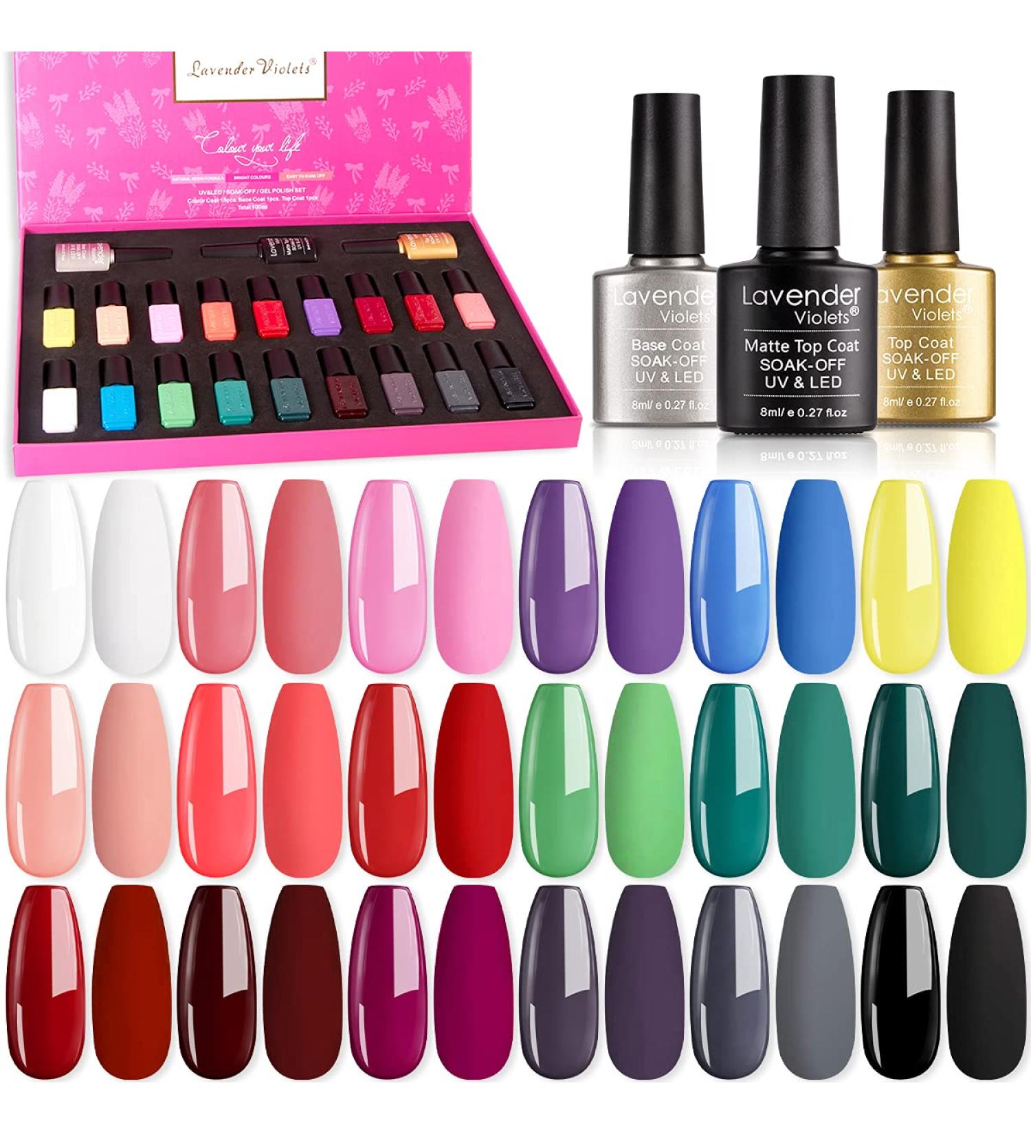 Lavender Violets UV Gel Nail Polish Kit - 18 Colors for Home Nail Salon & Art - Buy Online on GoSupps.com