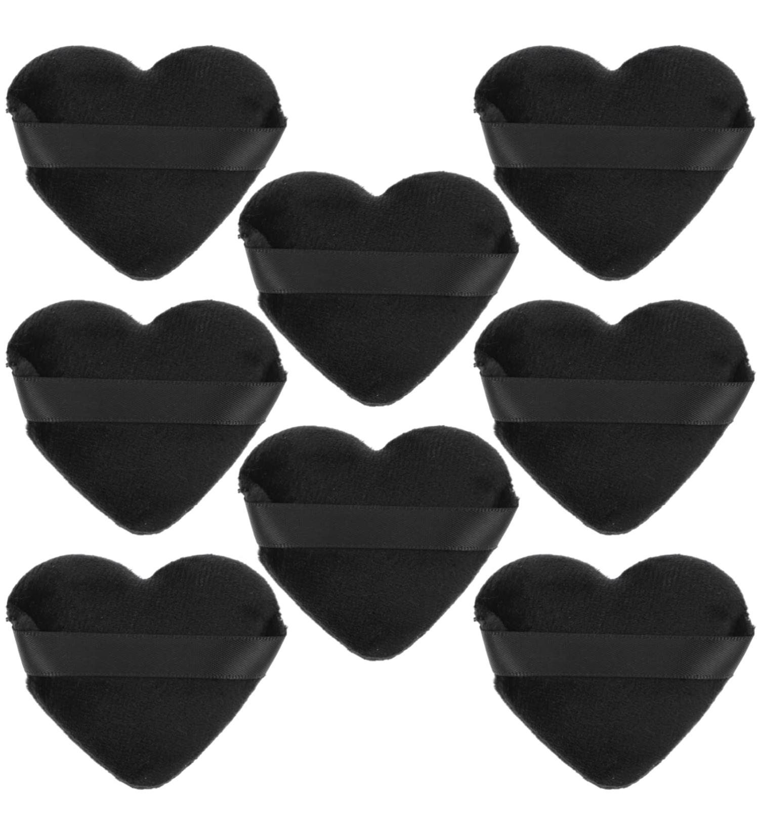 FRCOLOR 8pcs Heart Shaped Makeup Puff Set - Black Cosmetic Foundation Sponge for Face & Body - Ideal for Loose Powder Application - Buy Online on GoSupps.com