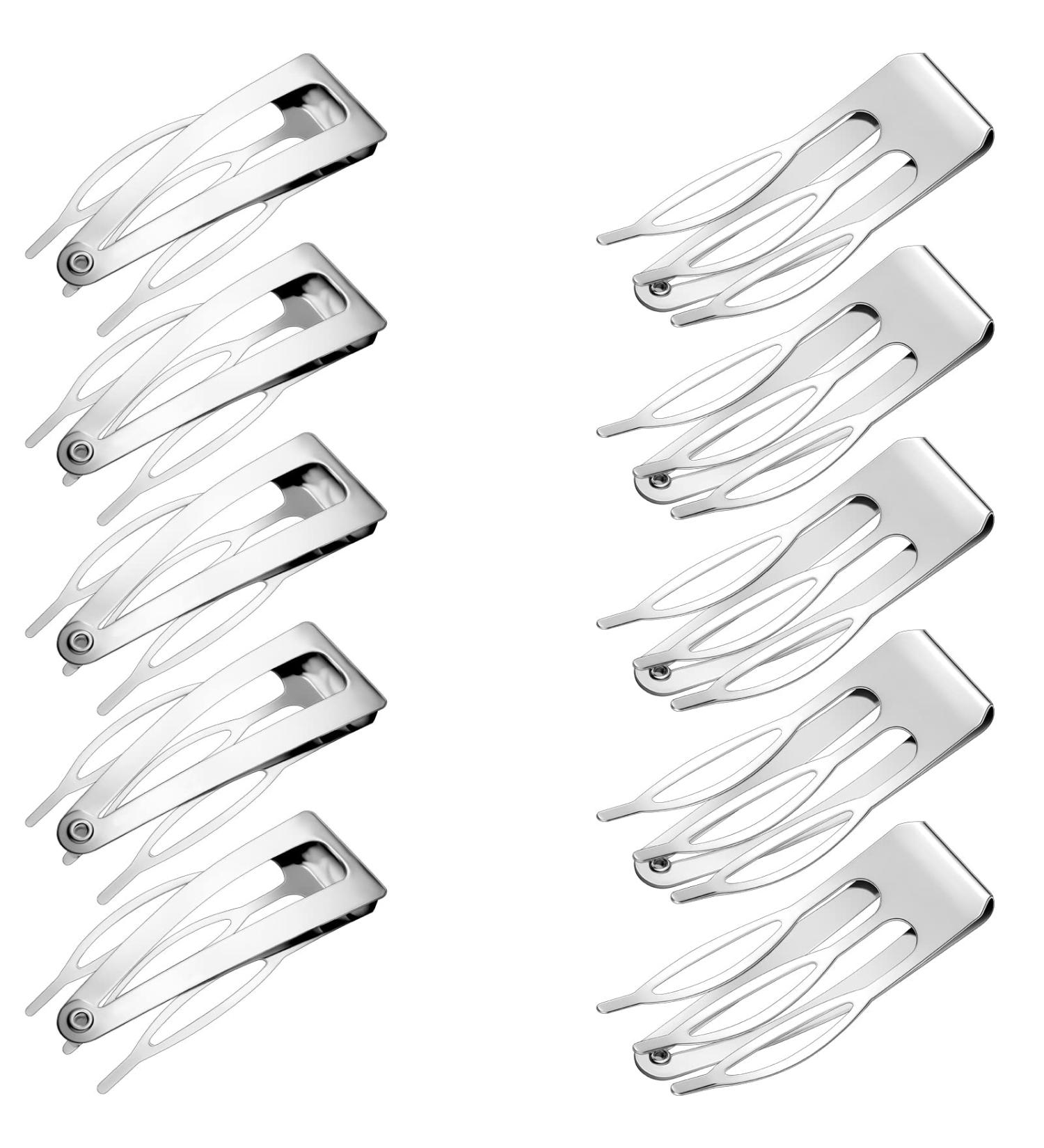 24 Silver Double Grip Hair Clips - Metal Snap Hair Barrettes | Salon Supplies - Buy Online on GoSupps.com