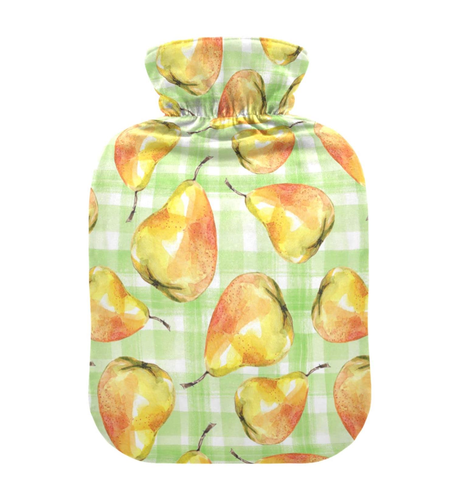 Hot Water Bottles with Fruit Cover - 2L Lemon & Pear Pain Relief Heat & Cold Therapy Foot & Bed Warmer - Buy Online on GoSupps.com