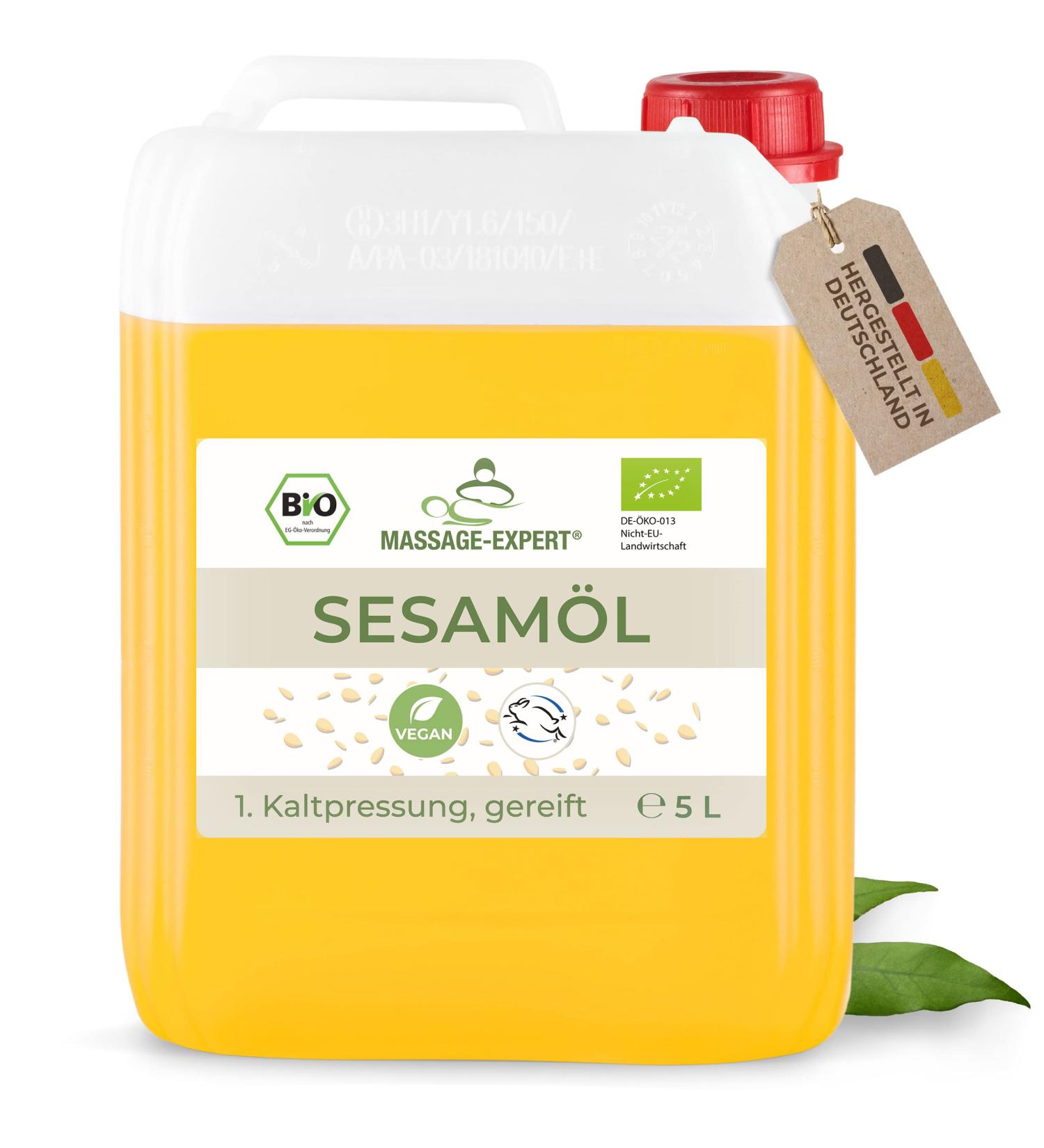Buy Bio Cold-Pressed Sesame Oil for Massage Ayurveda & Skin Care - 5L Canister - Expert Quality - Buy Online on GoSupps.com