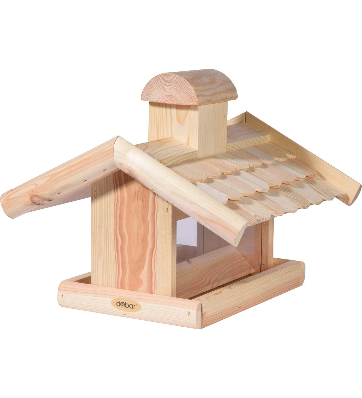 Dobar 21277E Large Bird Feeder Solid Wood Bird House with Shingle Roof Premium Bird Feeding Station for Container Montage 38x38x30 cm - Buy Online on GoSupps.com