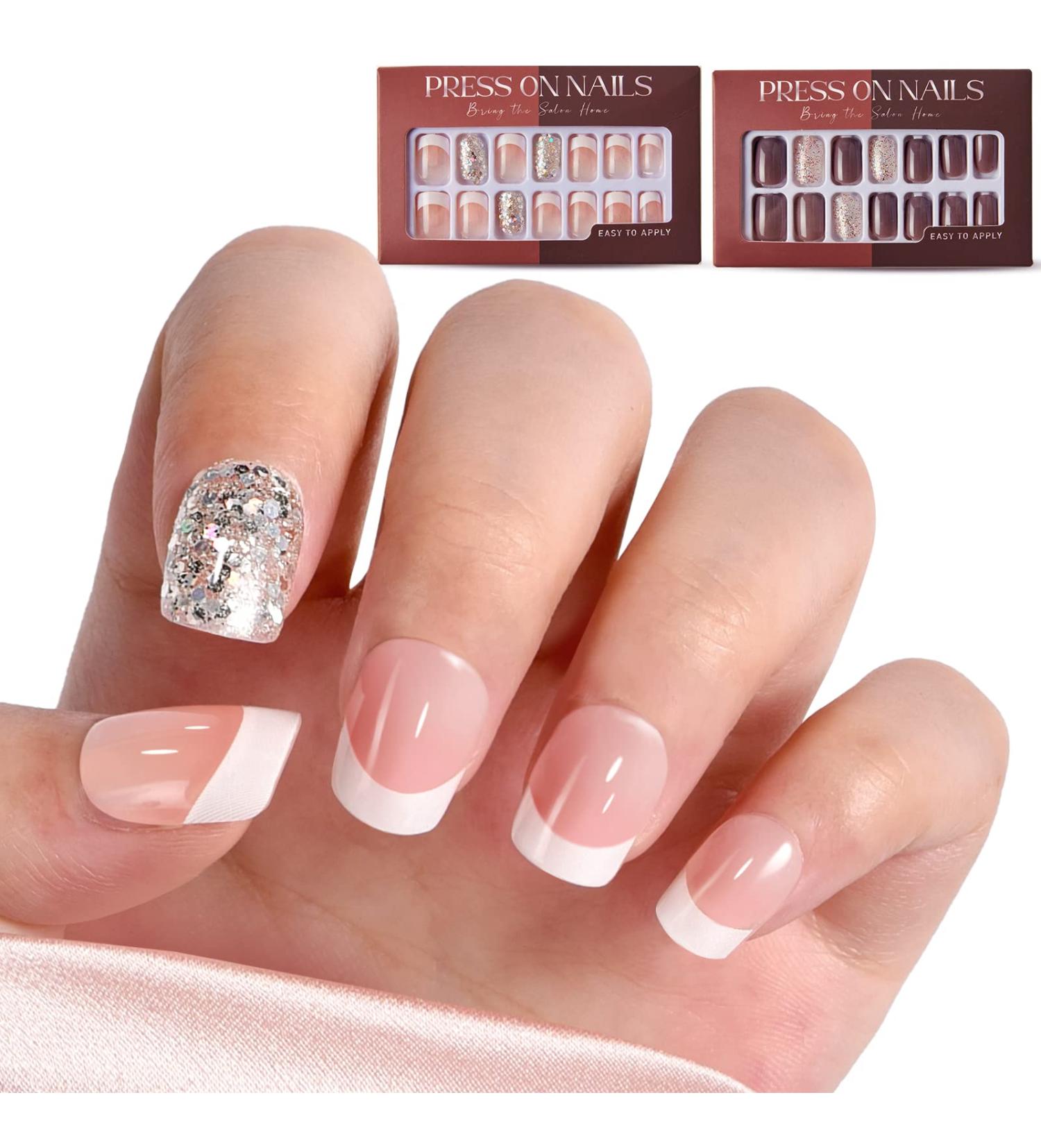 LitBear French Manicure Press On Nails Kit - 60 Pcs, Pre-Applied Jelly Glue, Salon-Quality Results in Minutes, Long-Lasting, 12 Sizes for Women - Buy Online on GoSupps.com