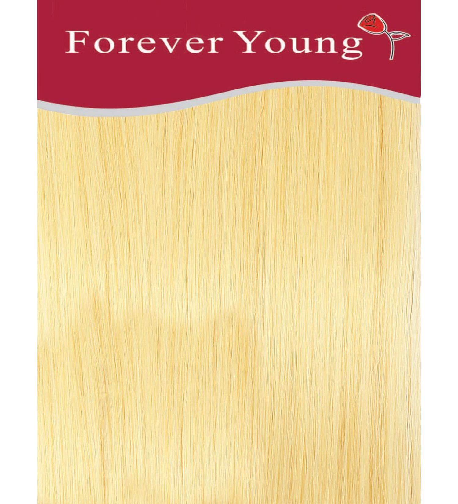 Forever Young Clip In Real Human Hair Extensions Half Head 40g 18" Length Baby Blonde #60
