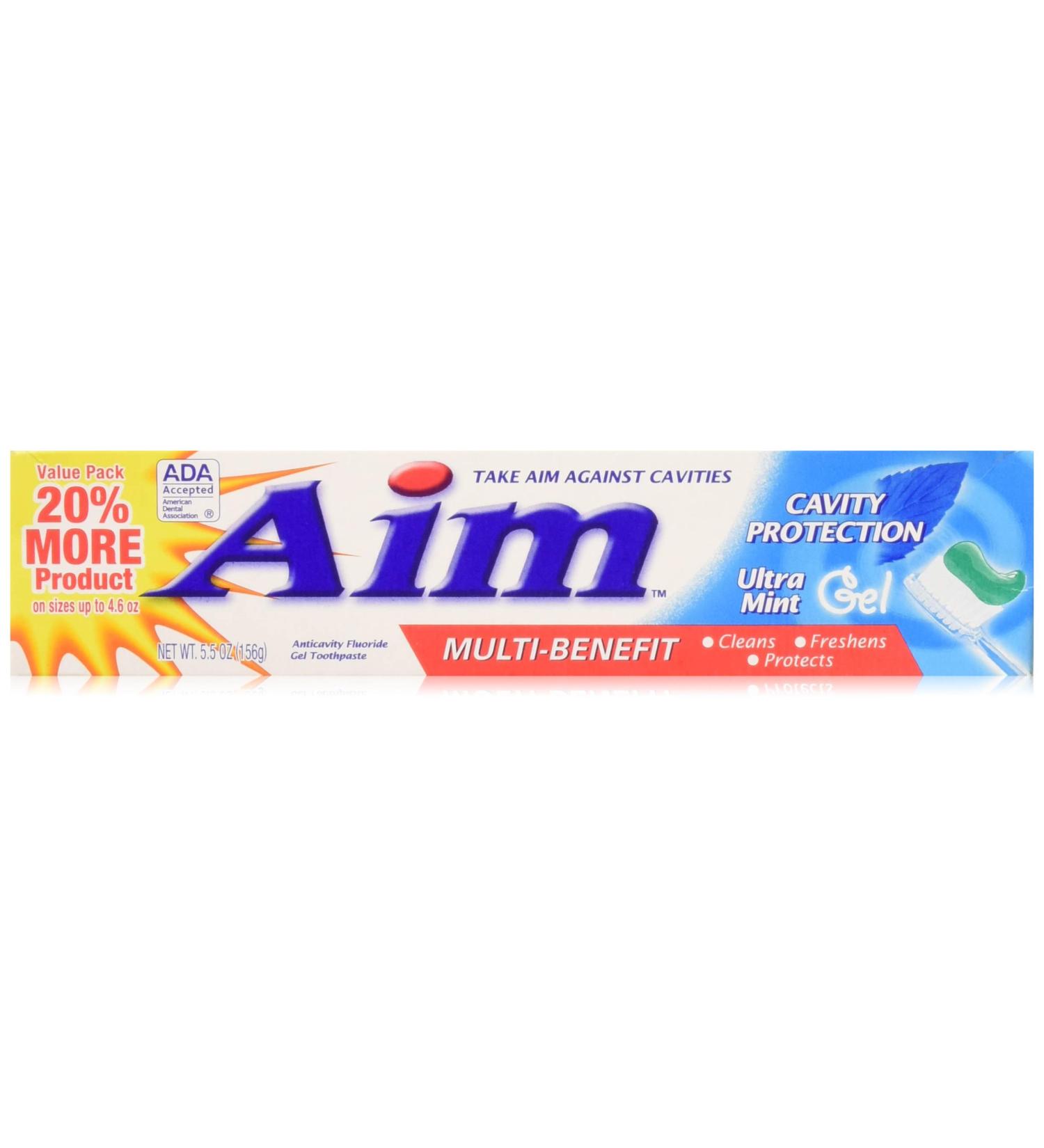 Aim Cavity Protection Mint Gel 5.5oz - Effective Cavity Defense for a Healthy Smile | International Shipping Available - Buy Online on GoSupps.com