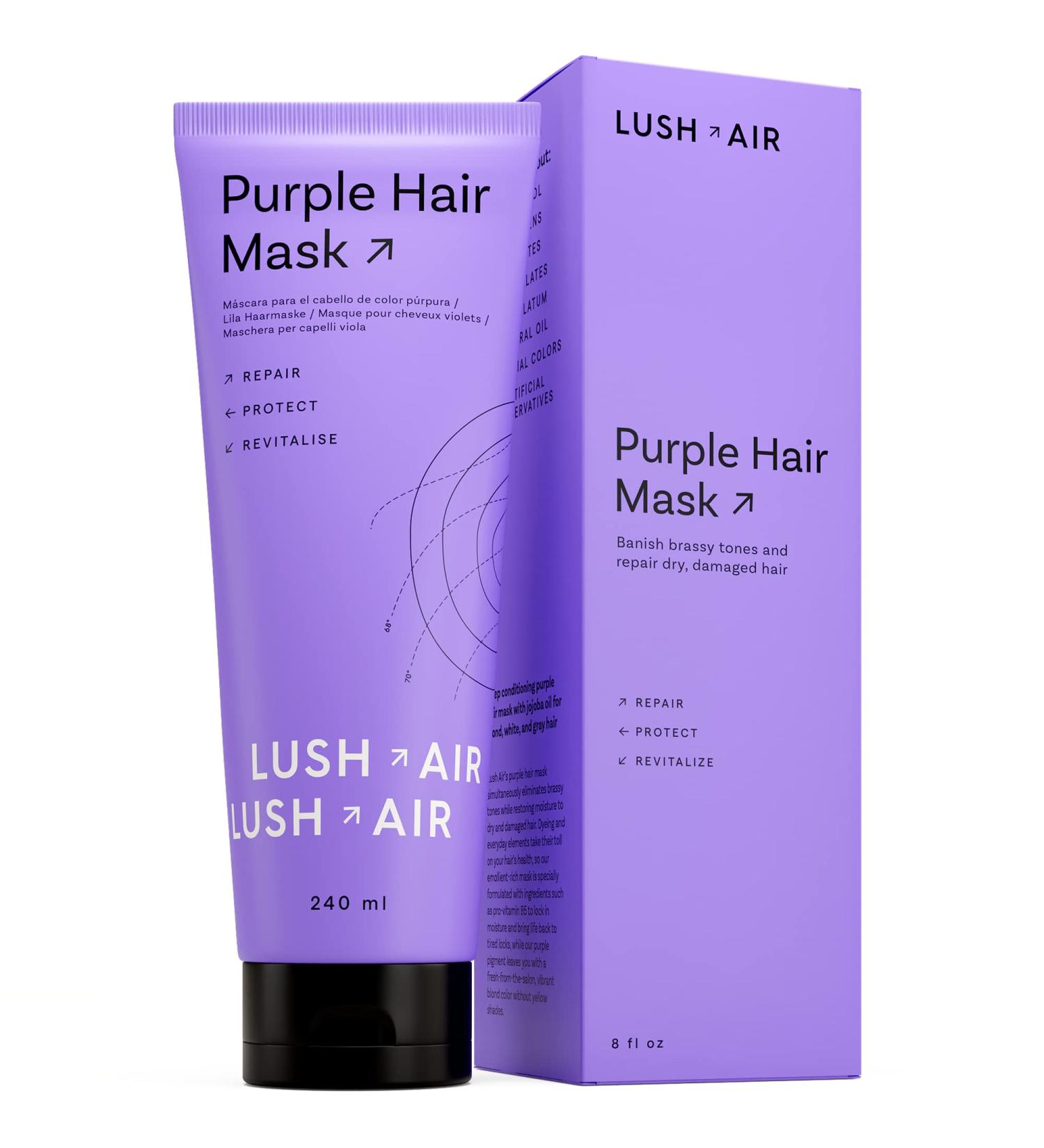 Lush Air Purple Hair Mask - Eliminates Brassy & Yellow Tones, Toner for Blonde & Bleached Hair, Moisturizing, Sulfate Free - Buy Online on GoSupps.com