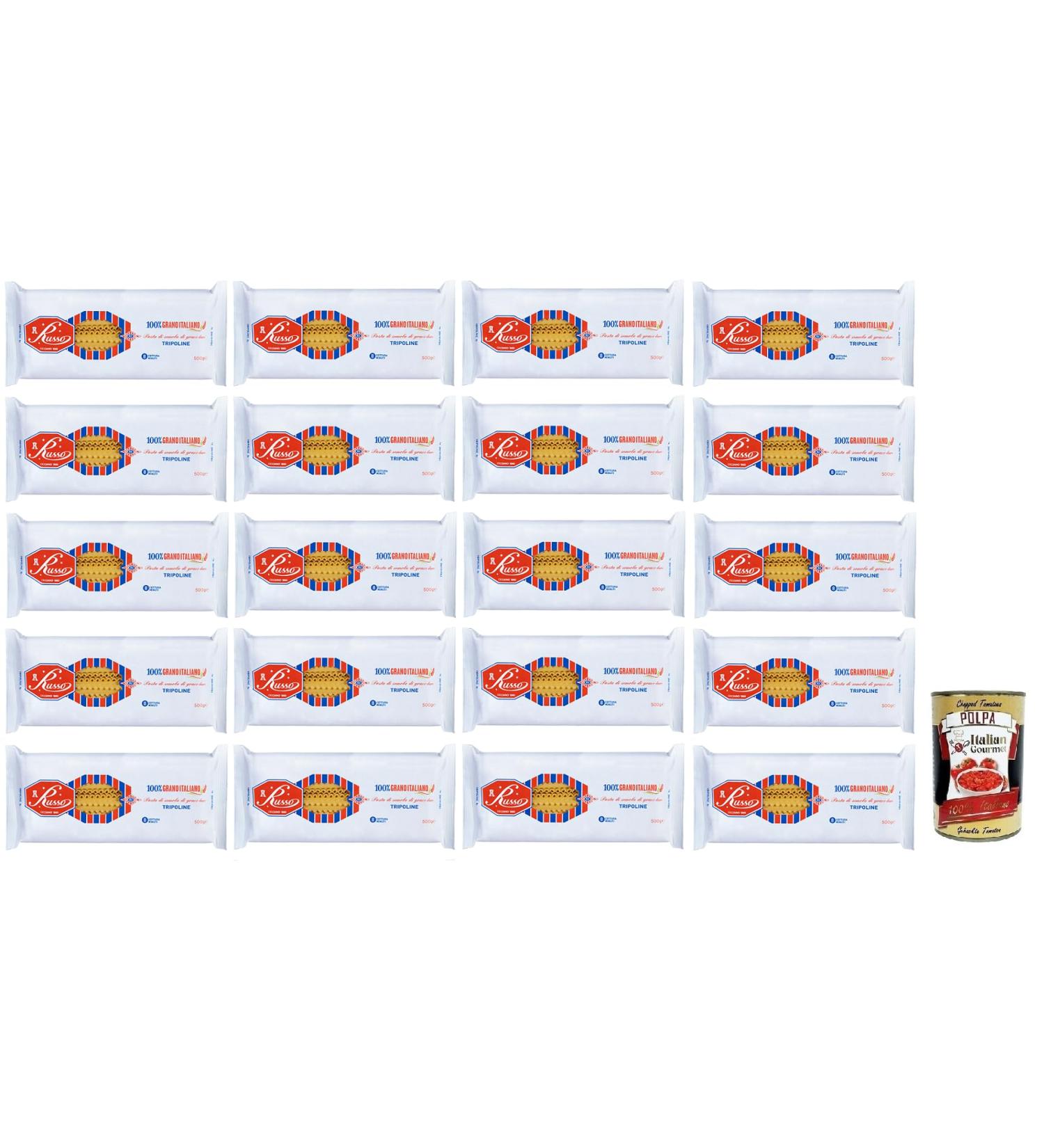  Italian Gourmet E.R. Russo Tripoline No. 82 Durum Wheat Semolina Pasta 100% Italian Wheat 500g Pack + 400g Box 20 Pieces - Buy Online on GoSupps.com