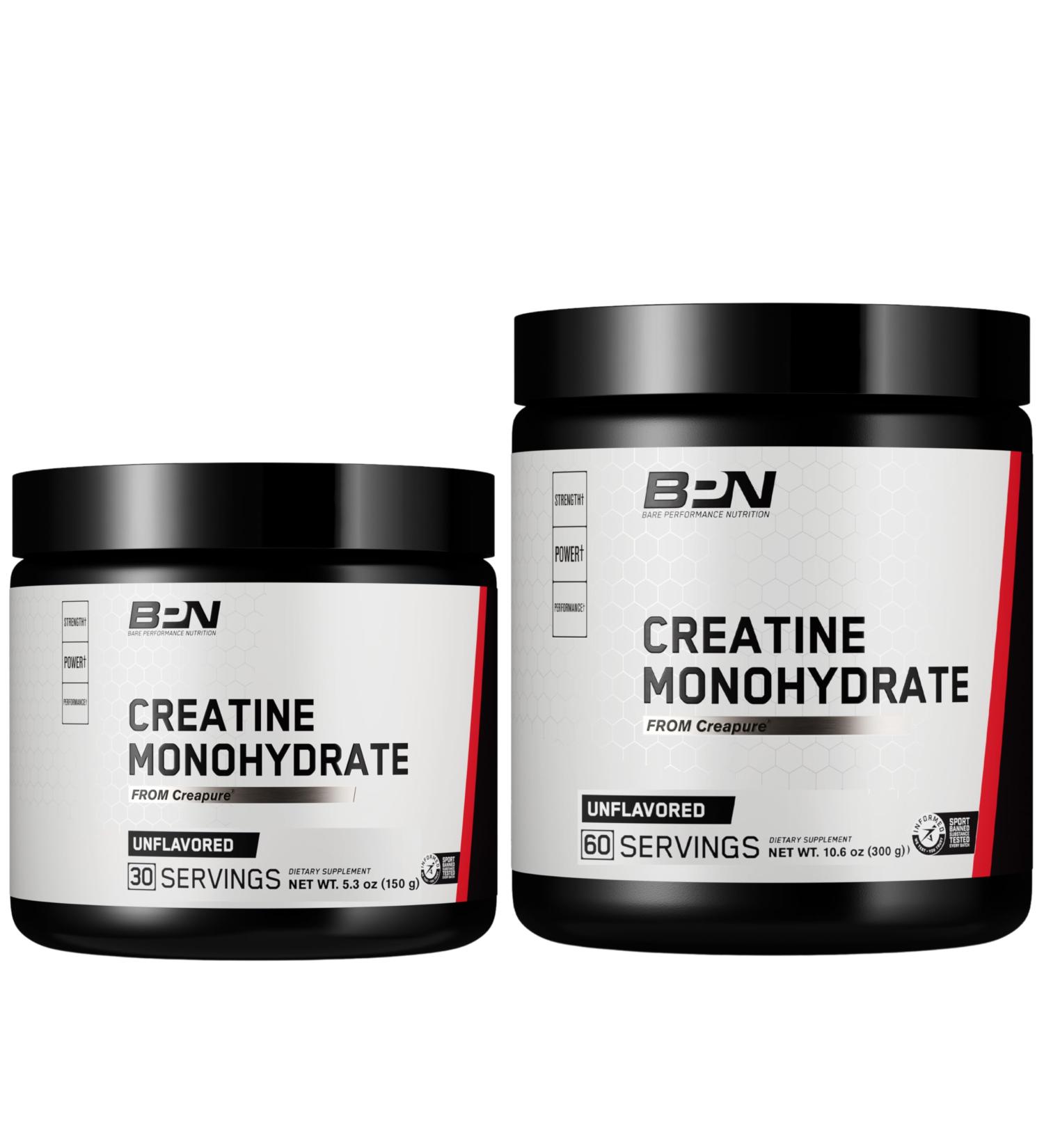 BARE PERFORMANCE NUTRITION BPN Pure Creatine Monohydrate Powder by Creapure 2PACK 5g of Creatine per Serving Unflavored Creatine Powder 90 Servings Total - Buy Online on GoSupps.com