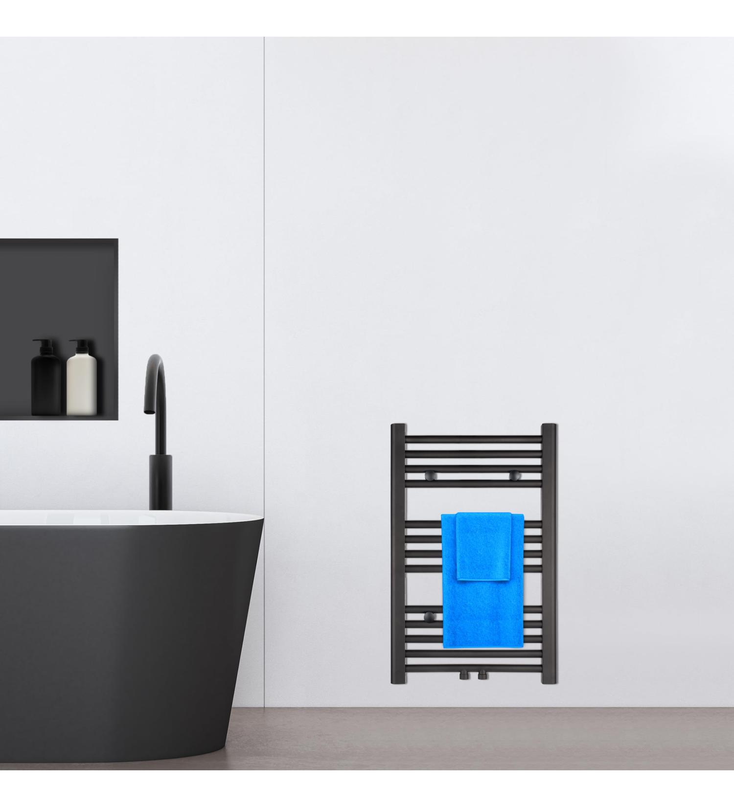 Vilstein Bathroom Radiator - Black Towel Radiator 261W | Flat Design Center & Side Connection - 70x45 cm - Buy Online on GoSupps.com