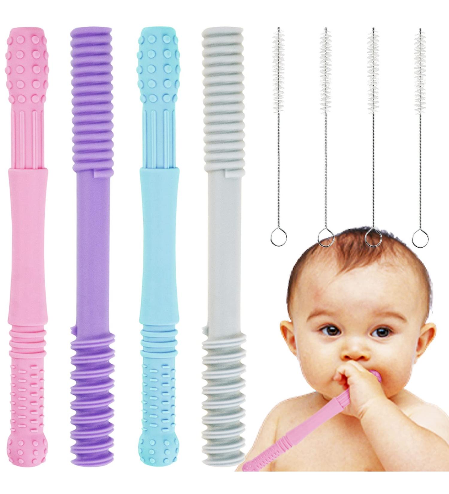 Zorra 4 Pack Baby Bite Rings - BPA-Free Dental Aids with Cleaning Brushes | Safe & Colorful Teething Solutions for Infants & Toddlers - Buy Online on GoSupps.com
