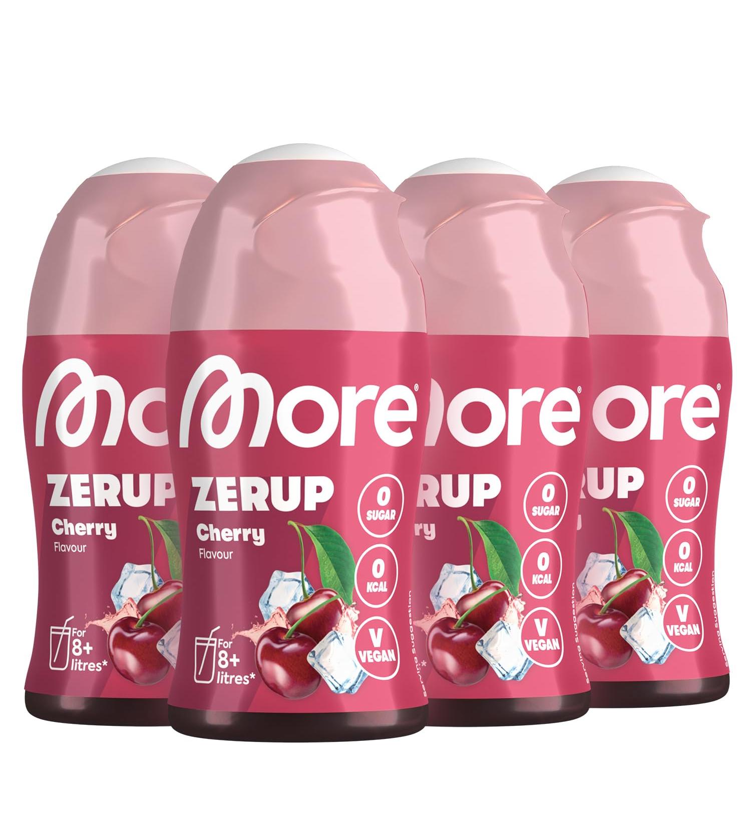 Buy More Zerup Cherry Syrup - Sugar-Free Zero Calories Vegan 4 x 65 ml - Imported from Germany for 32 L of Delicious Drink! - Buy Online on GoSupps.com