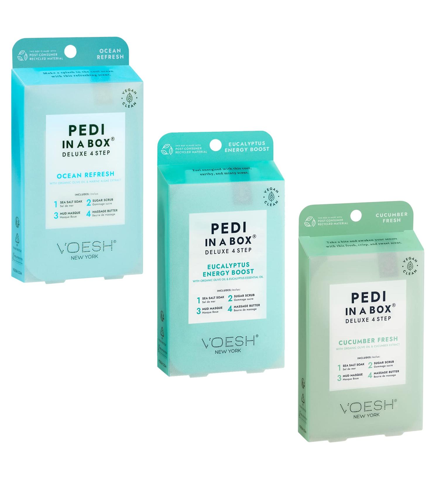 VOESH Pedi in a Box 4 Step DIY Pedicure Set - 3 Pack, Fresh Formula - Buy Online on GoSupps.com
