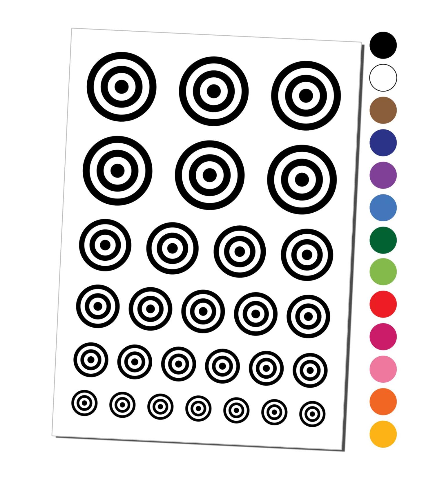 Bullseye Target Temporary Tattoo Set - Water Resistant Fake Body Art Collection in Black - Buy Online on GoSupps.com