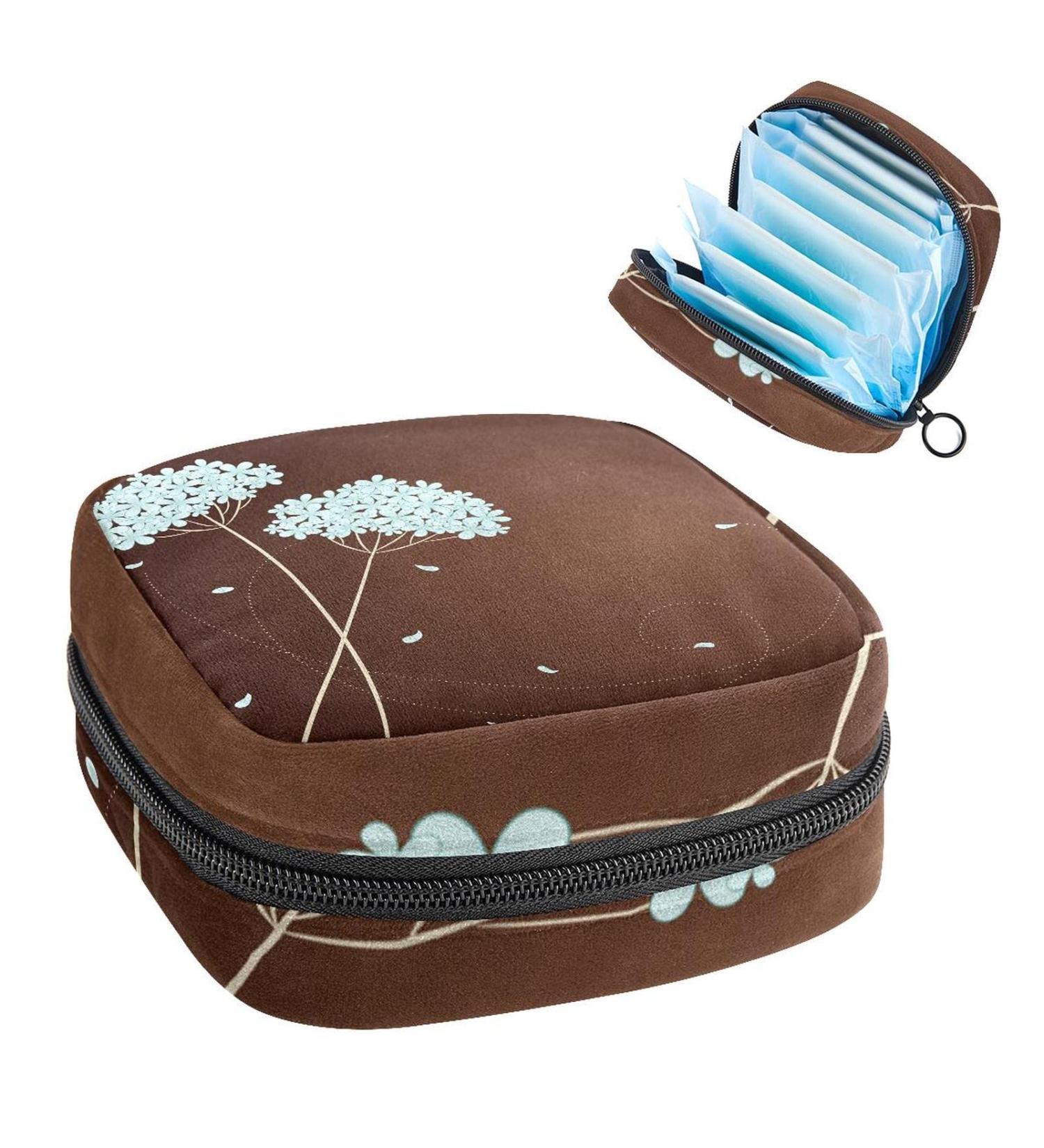 Women's Portable Storage Pocket Kit - Blue Flowers Period Holder Bag | Feminine Products for Girls - Buy Online on GoSupps.com