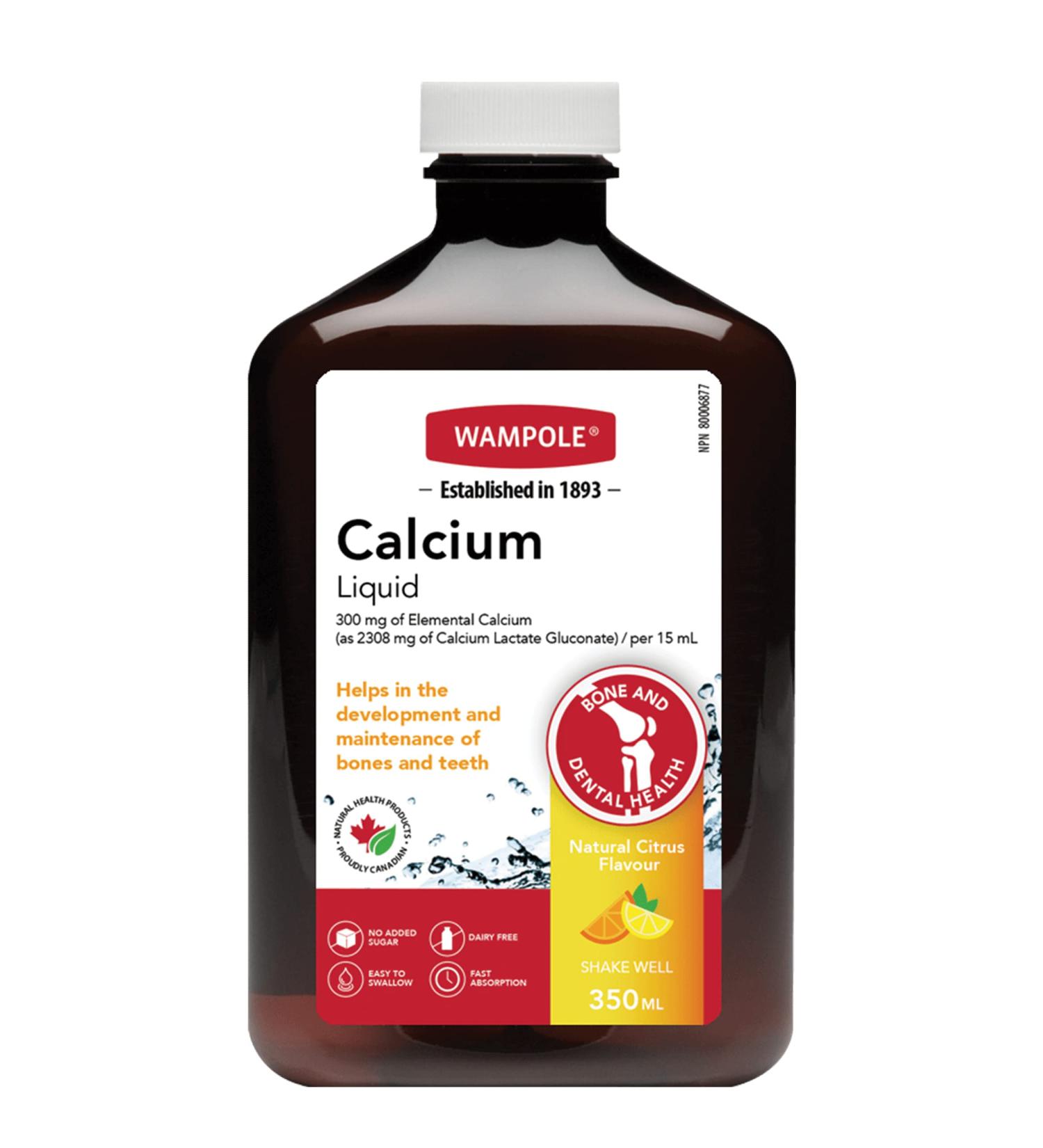 Wampole Calcium Liquid Helps Develop and Maintain Bones & Teeth 350 ml - Buy Online on GoSupps.com