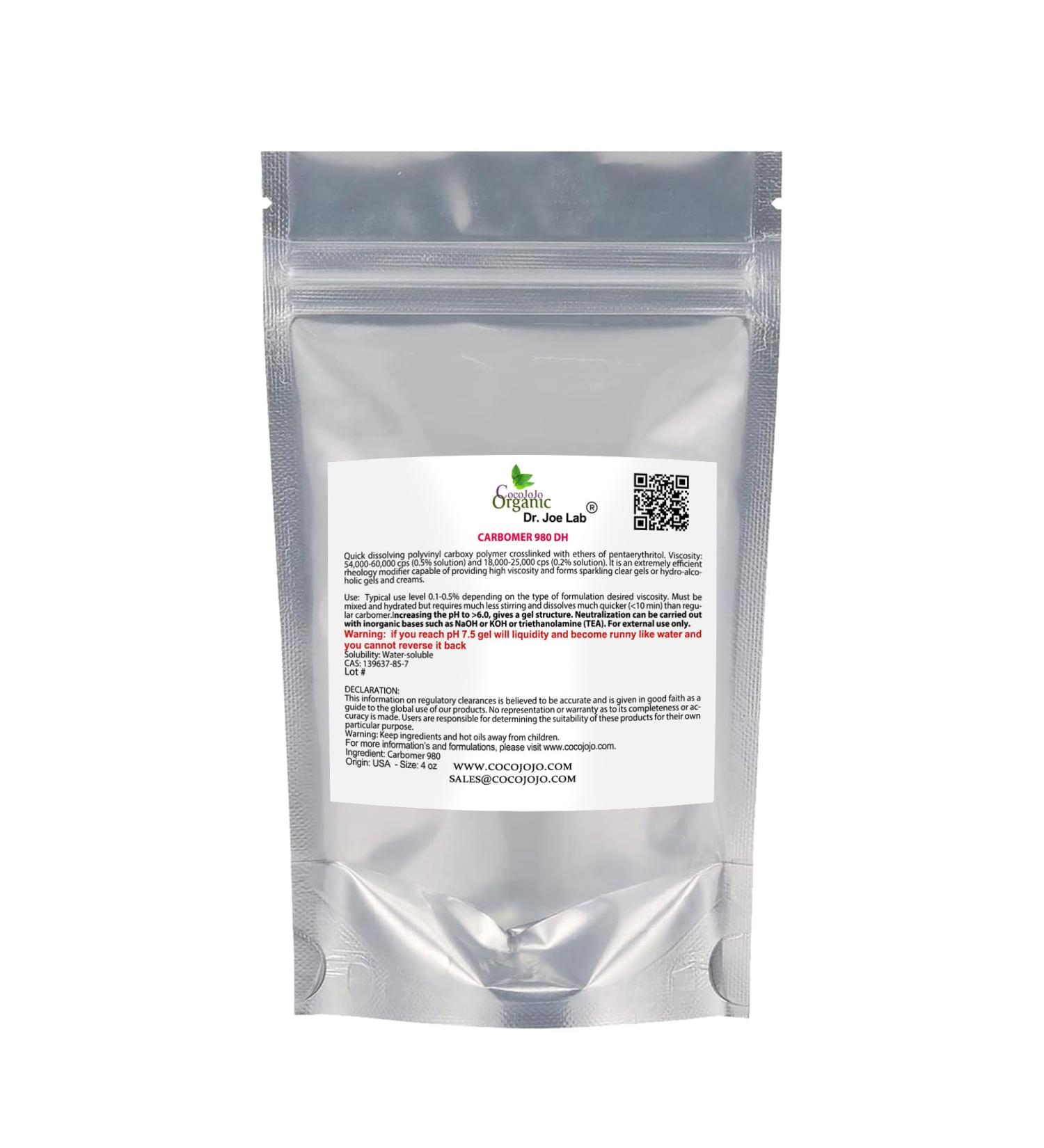 cocojojo Carbomer 980 / Carbopol 4 oz - 120 gr Cosmetic Ingredient - All Purpose Thickening Agent Cosmetic Formulation Gel Cream Lotion DIY Cosmetics Carbopol Emulsify Packaging May Vary - Buy Online on GoSupps.com