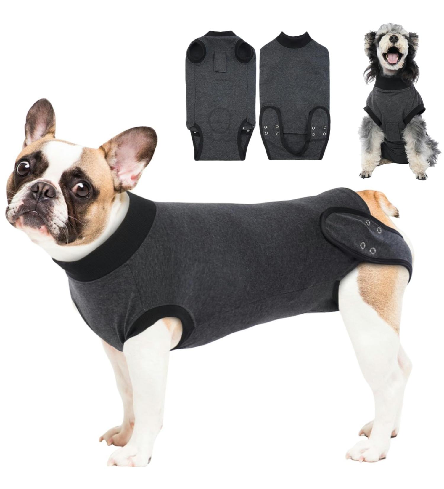 Idomik Dog Recovery Suit for Men & Women - Alternative to E-Collar Surgical One-Piece with Urinating Hole & Velcro Fastener - Breathable for Spay Surgery Size S (Chest Girth: 15.75-18.90) - Gray - Buy Online on GoSupps.com