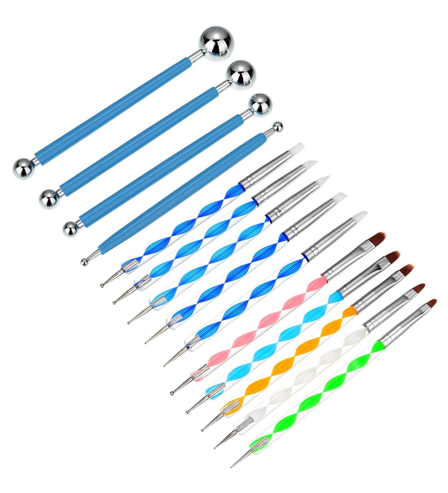 14 Pieces Dotting Tools Painting Brushes Set Nail Art Dotting Tool for Rock Painting Embossing Art Pottery Craft - Buy Online on GoSupps.com