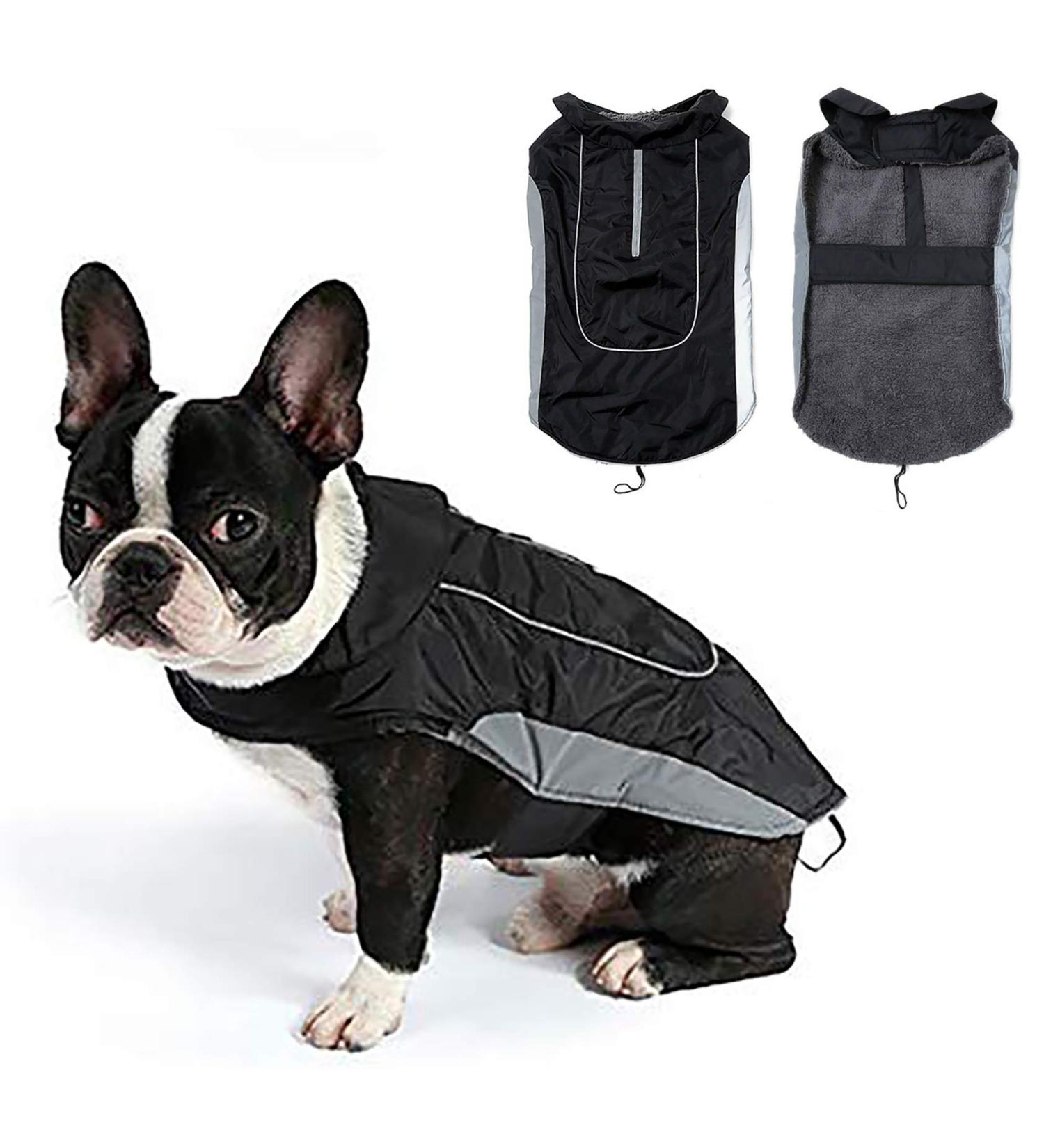 Morezi Waterproof Dog Coat with Harness Hole - Black, L Large (Back 40CM) - Buy Online on GoSupps.com