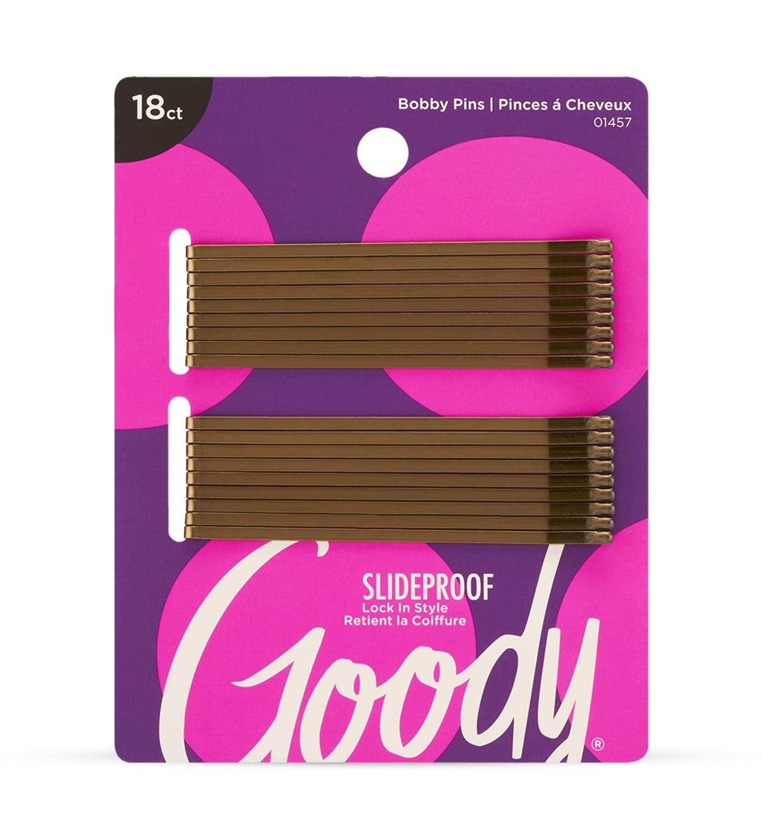 Goody Styling Hair Bobby Pins 18 Count Brown - Slideproof & Lock-In Place - All Hair Types - Pain-Free Accessories for Women & Girls - Buy Online on GoSupps.com