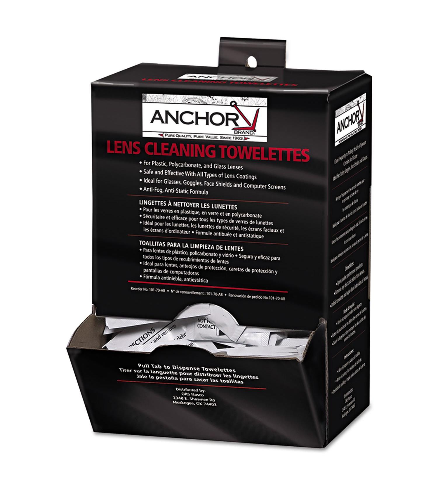 ANCHOR BRAND 101-70-AB LENS CLEANING TOWELETTES(BOX/100)