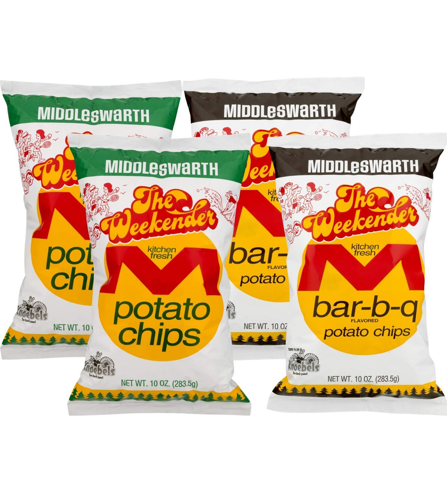 Middleswarth Weekender Kitchen Fresh Original & Bar-B-Q Potato Chips Variety 4 Pack- 10 oz. Bags