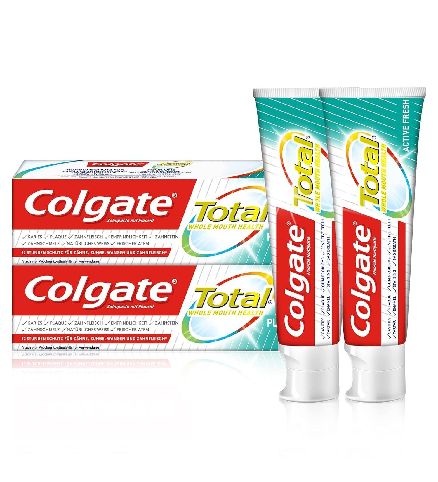 Colgate Total Plus Healthy Fresh Toothpaste 2x75ml - 12-Hour Proactive Protection & Complete Oral Care - Buy Online on GoSupps.com