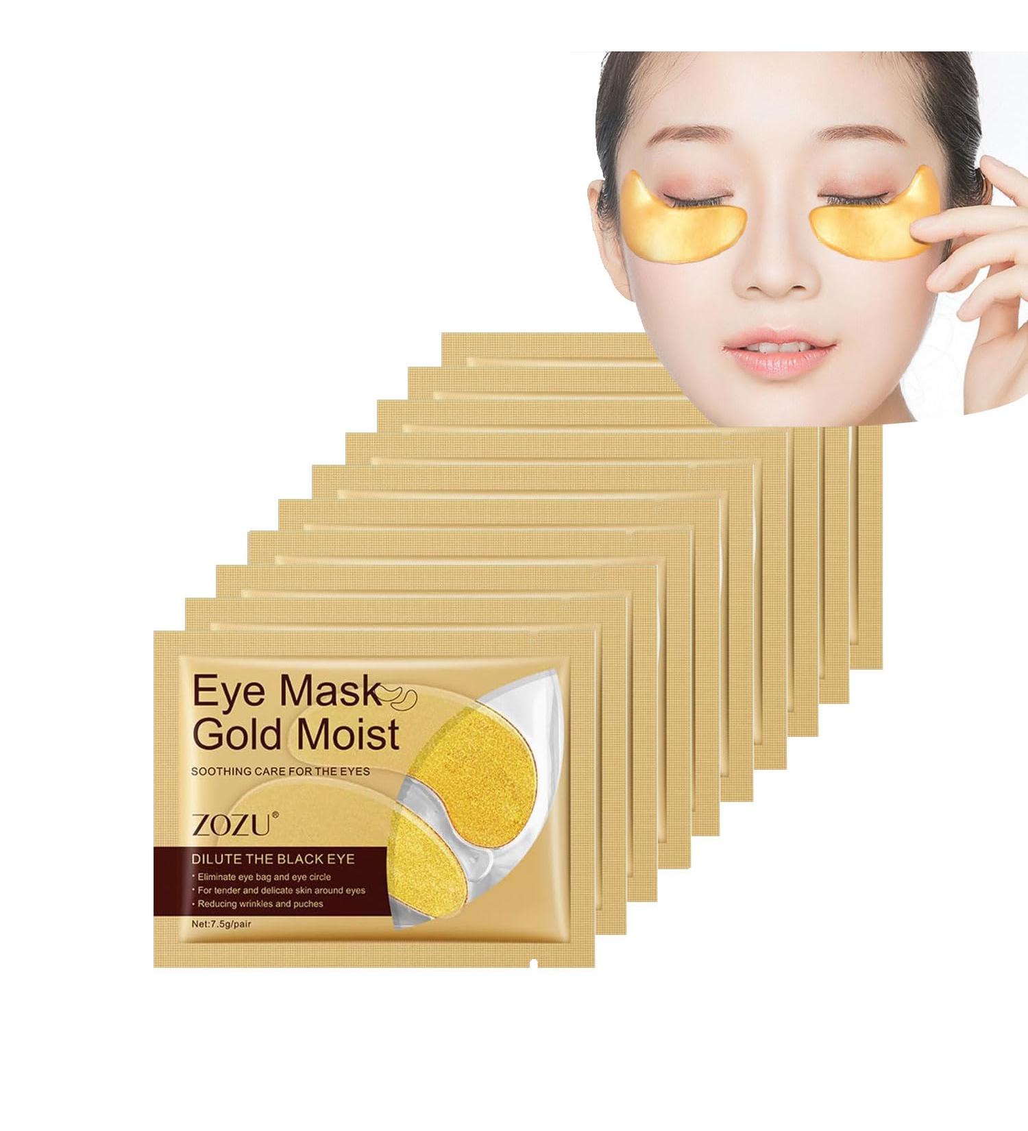 10 Pairs Premium Crystal 24K Gold Powder Gel Collagen Eye Mask Eye Treatment Masks for Women and Men Moisturiser Anti Aging Anti Wrinkle Remove Eye Bags Dark Circles Puffy Eyes - Buy Online on GoSupps.com