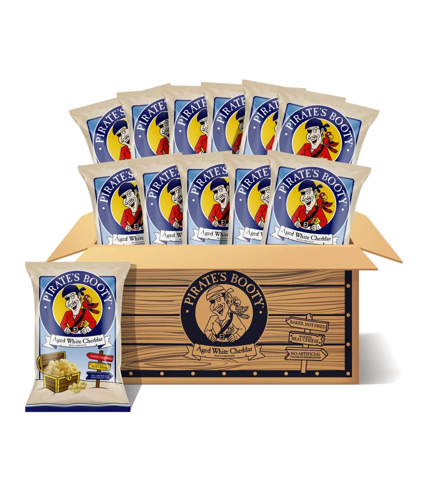 Pirate's Booty Aged White Cheddar Cheese Puffs - 12ct 4oz Bags | Gluten-Free Healthy Kids Snacks - Buy Online on GoSupps.com