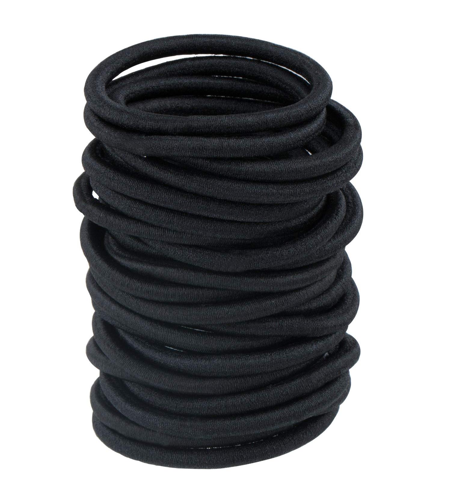 Meerensee 100 Large Black Stretchy Hair Ties - Metal-Free Bands for Thick Curly Hair | Durable Ponytail Holders & Headbands - Buy Online on GoSupps.com